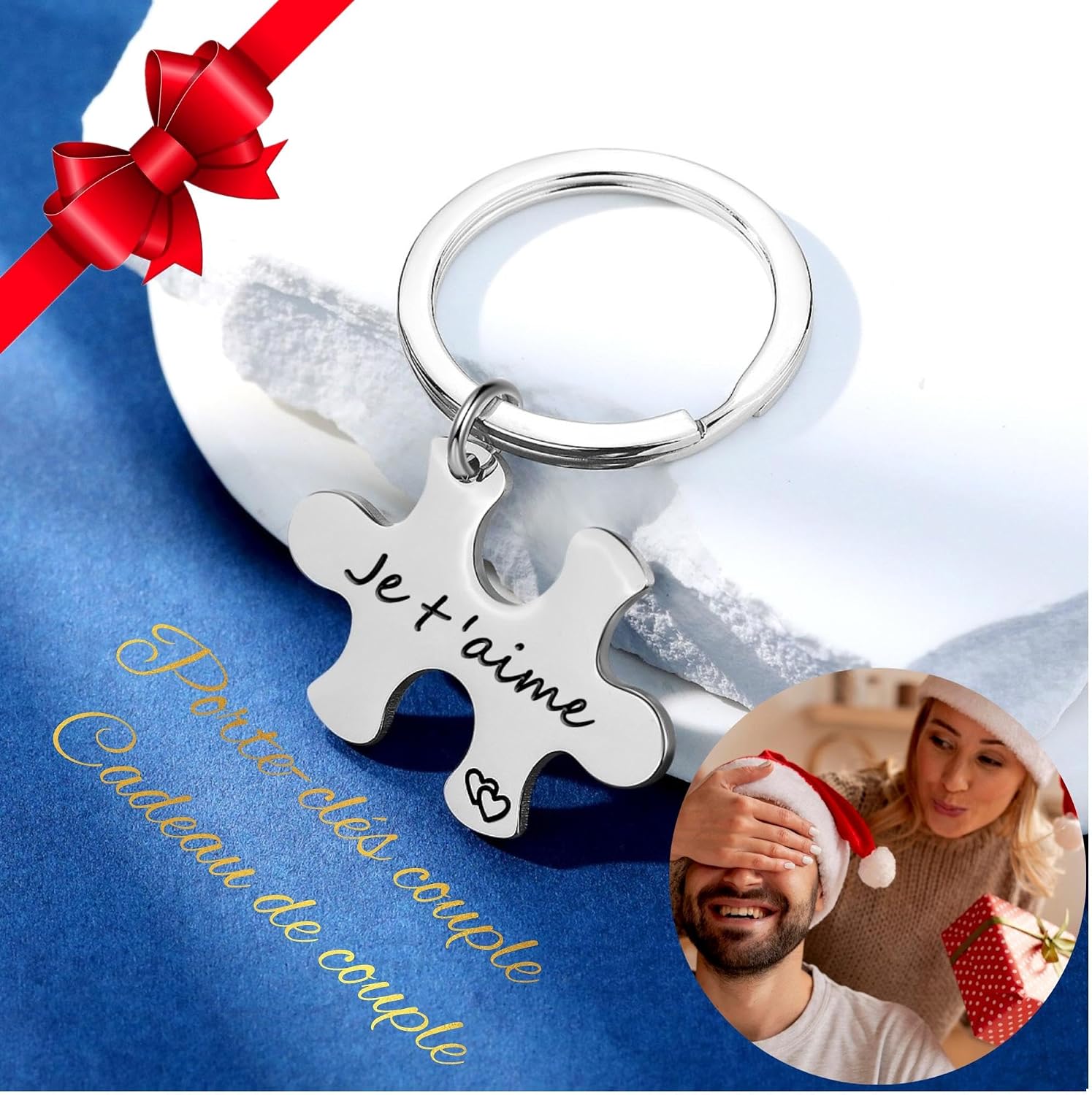 Thumbnail 4 de Porte‑clés couple gravé Je t'aime 💑