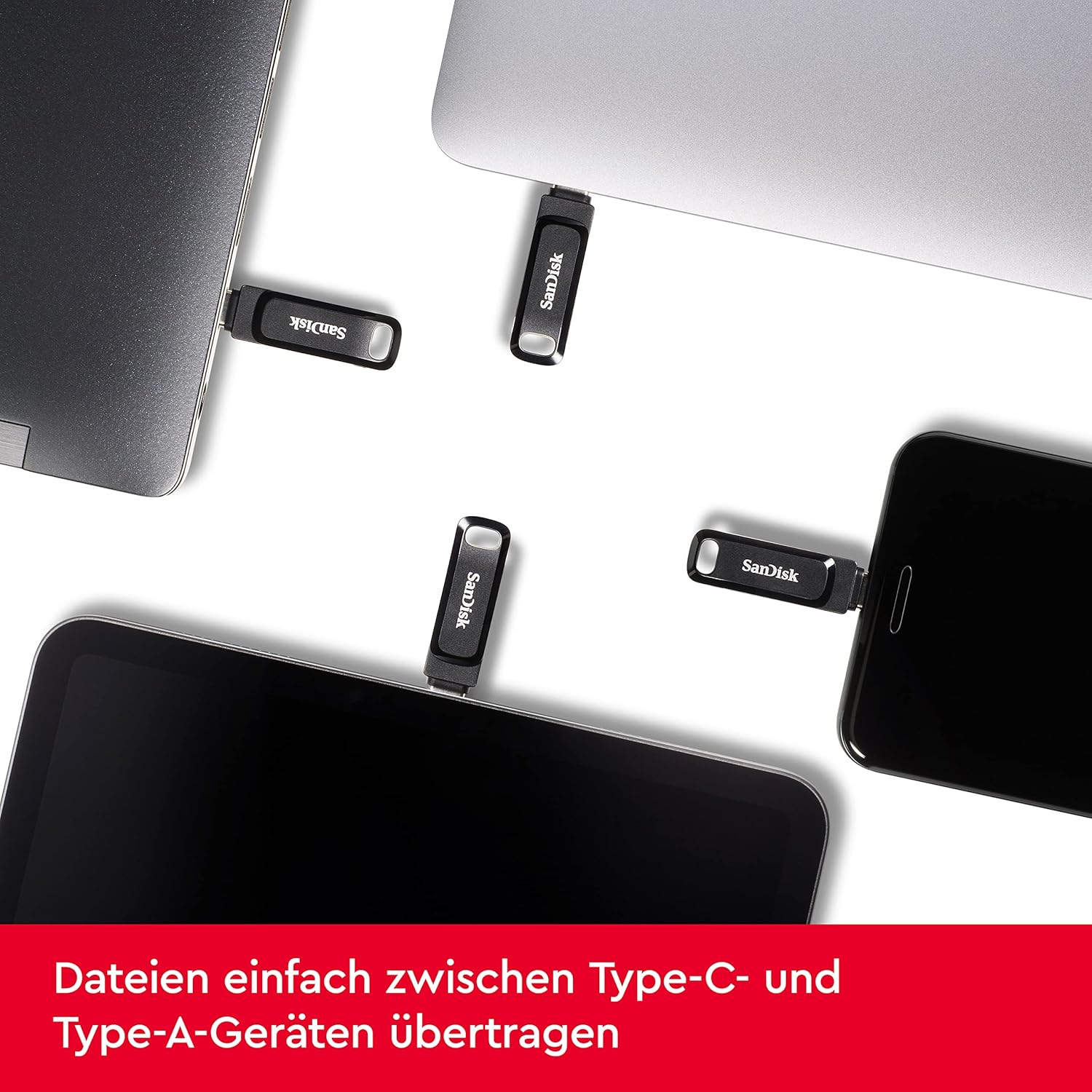 Detalle 2 de SANDISK Ultra Dual Drive Go 128 GB – USB‑C & USB‑A Speicher für Android, 400 MB/s, als Schlüsselanhänger nutzbar