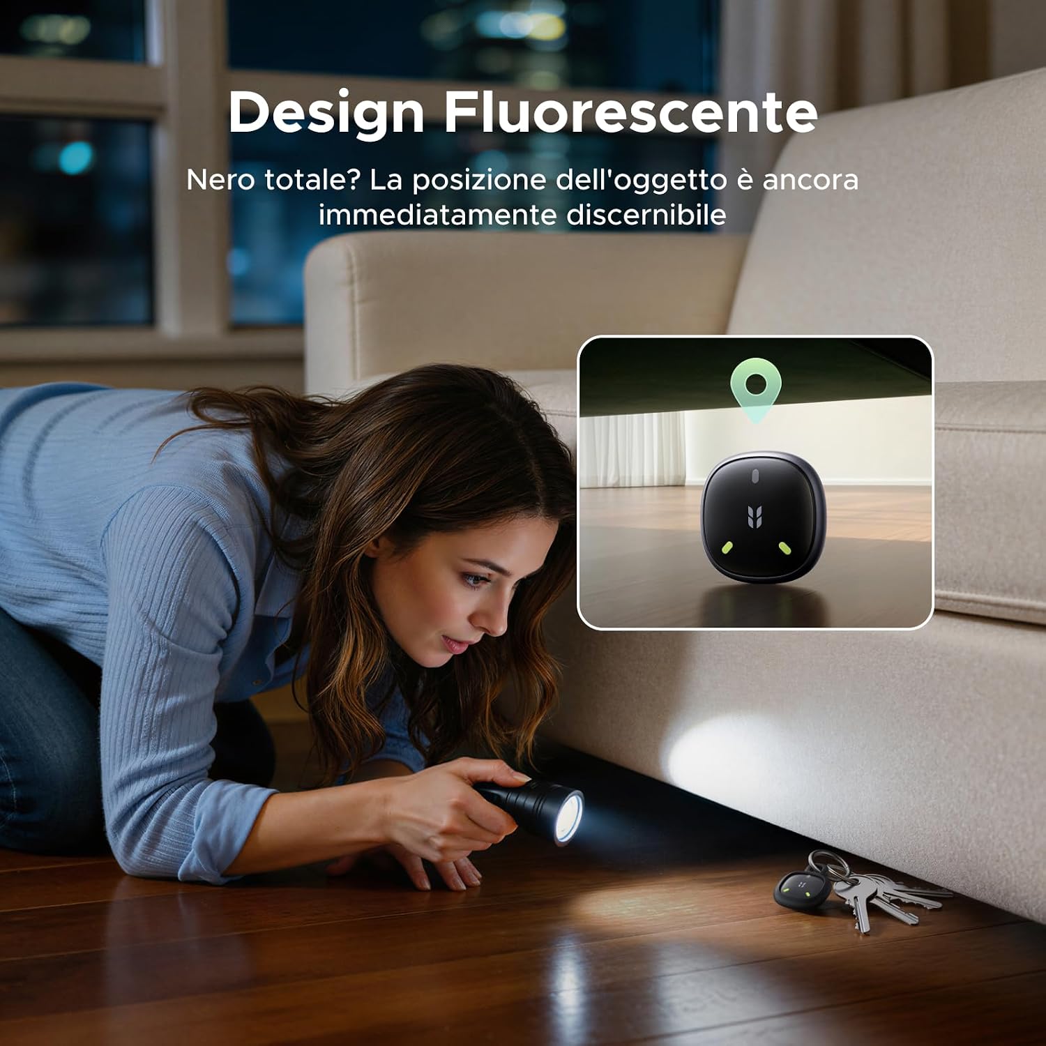 Detalle 2 de UGREEN FineTrack Mini 2 Smart Finder 110dB Fluorescenza – Localizzatore IP68 per oggetti (4 pezzi)