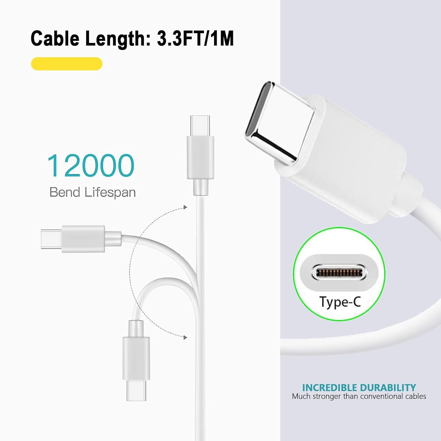 Detalle de 6FT CarPlay USB-C to USB Cable for iPhone and iPad — Durable, Fast-Charging Car Charger Cable