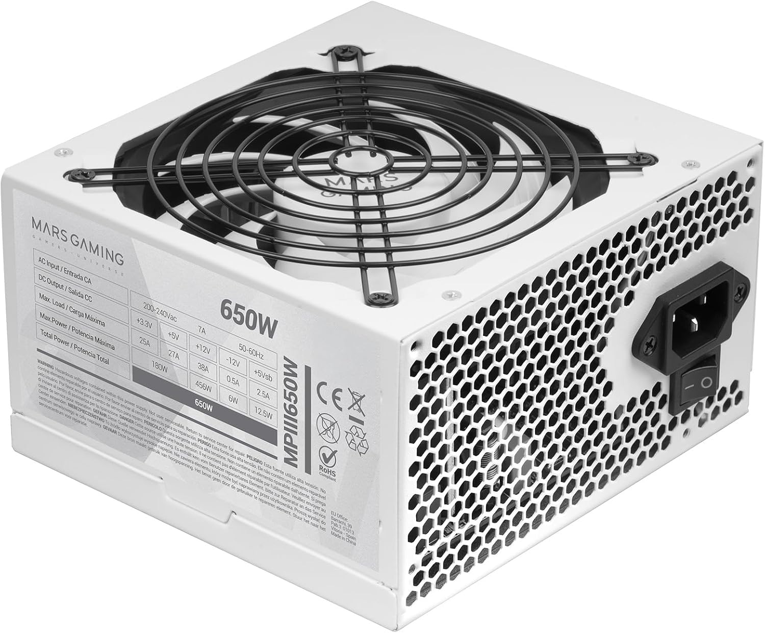 Thumbnail 6 de Mars Gaming MPIII650 alimentatore PC ATX 650W con garanzia 5 anni, APFC digitale e ventola FDB 120mm