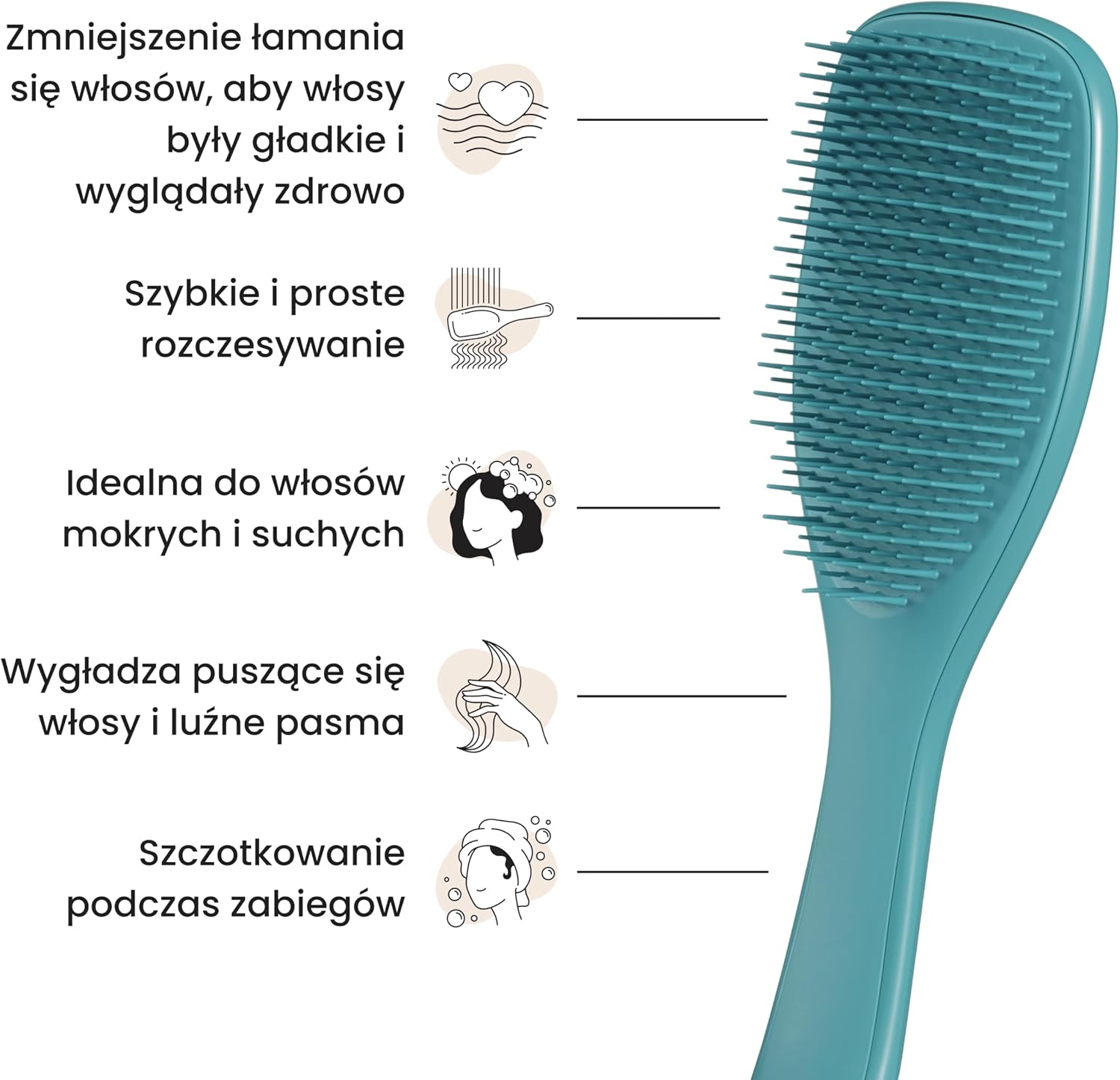 Detalle 1 de Tangle Teezer Ultimate Detangler – szczotka do rozczesywania, 325 ząbków, Zmienny turkus