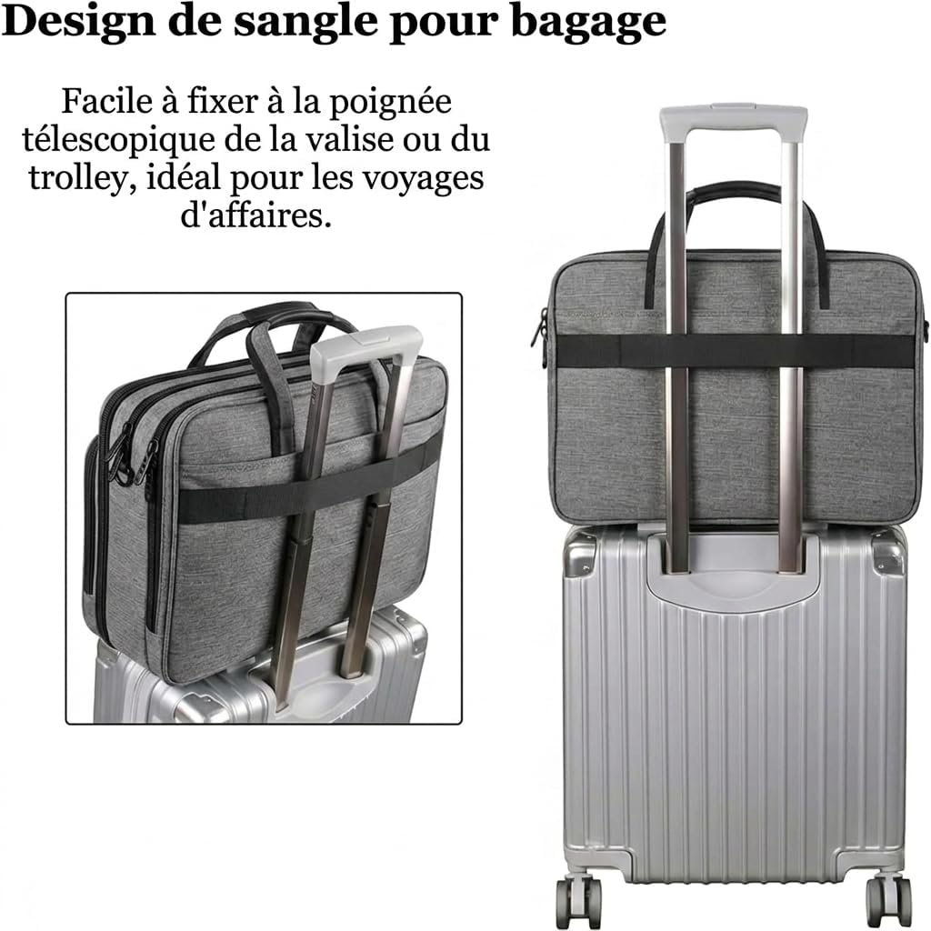 Thumbnail 5 de Mancro Sacoche ordinateur portable 17 pouces extensible, étanche et multifonctionnelle (gris)