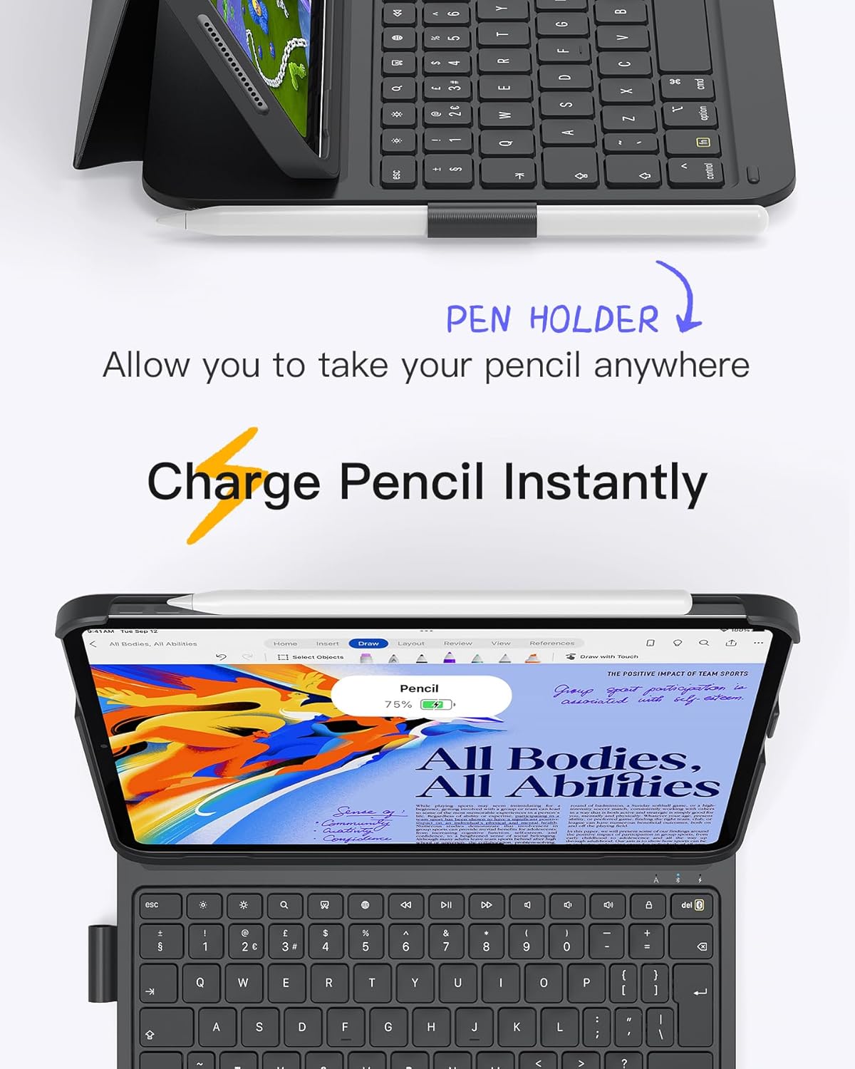 Thumbnail 5 de Inateck Keyboard Case for iPad 10th Gen/A16 11th Gen 2025 – Ultralight Keyboard Case with Pen Holder