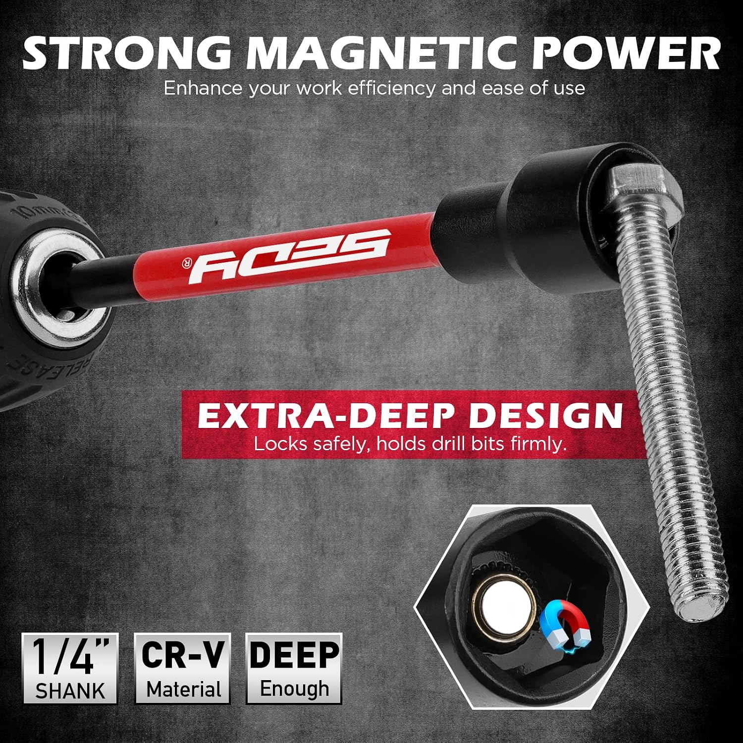 Detalle 2 de SEDY 85025 41-Piece 1/4-Inch Metric and SAE Magnetic Nut Driver Set