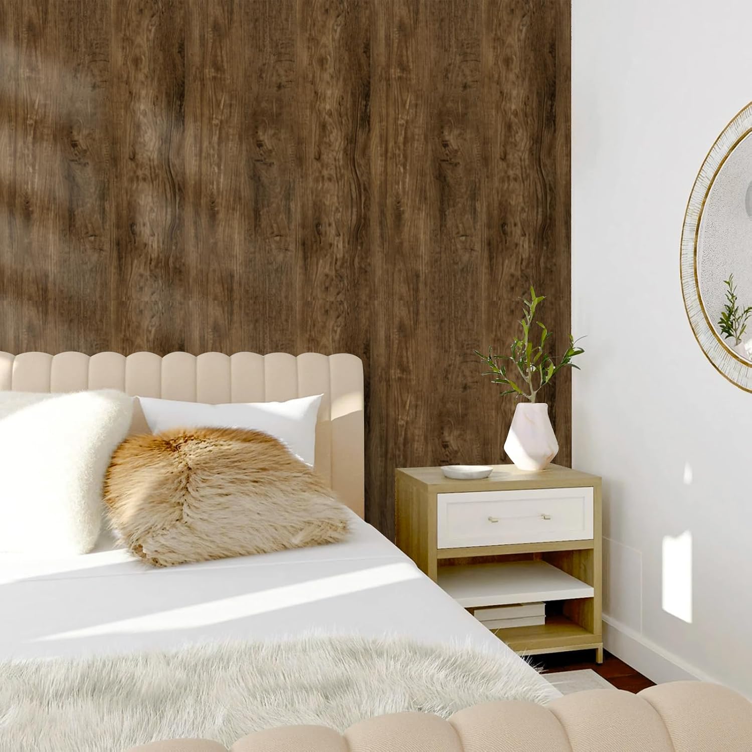 Detalle de Wood effect sticky back vinyl roll 60cm