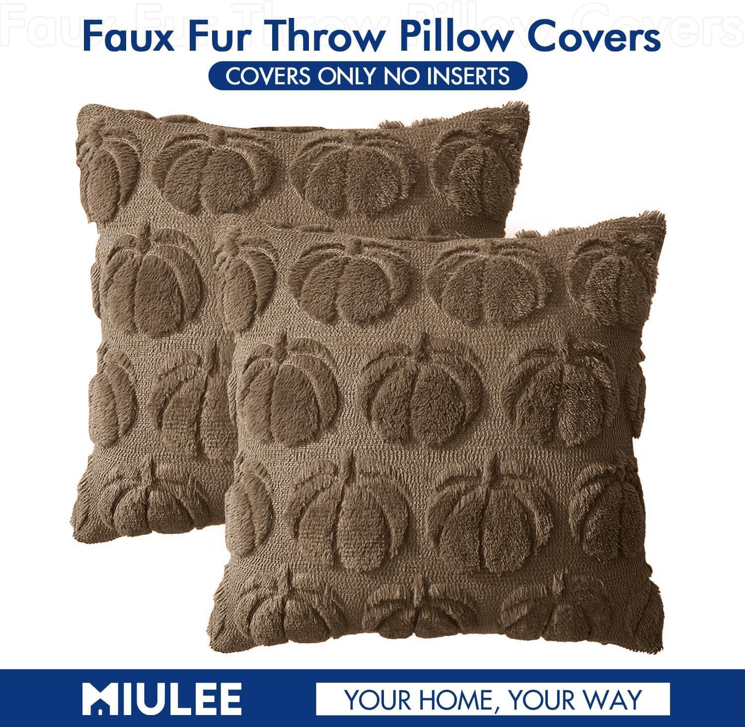 Thumbnail 6 de MIULEE Fall Pumpkin Pillow Covers, 20x20 Coco Brown Faux Fur, Set of 2