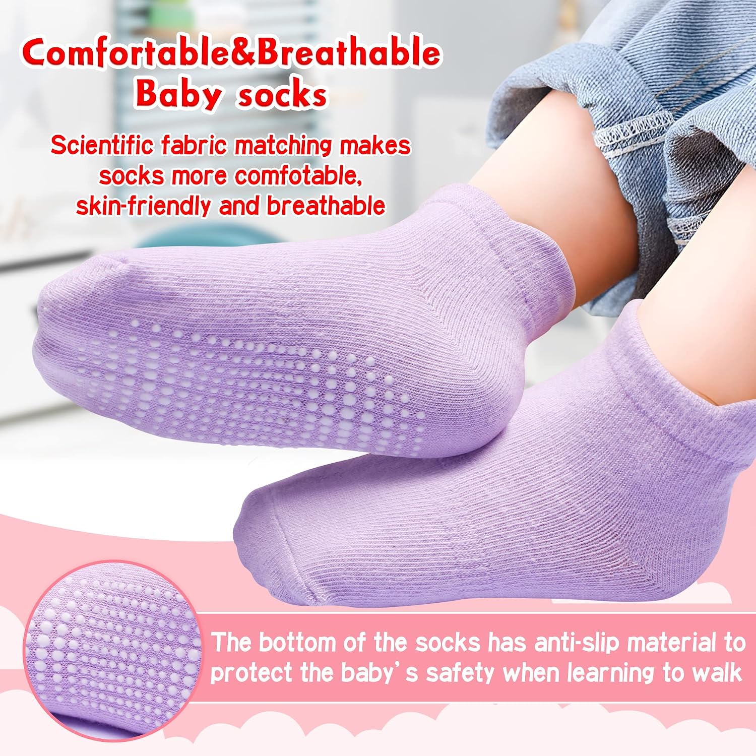 Detalle 2 de HYzgb Toddler Grip Socks, 12-Pack
