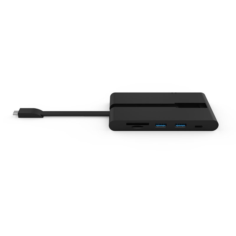 Detalle de PNY A-2UF-2TC-K01-RB Mini Dock: base USB‑C multifunción con HDMI, VGA, RJ-45 y carga PD 100W