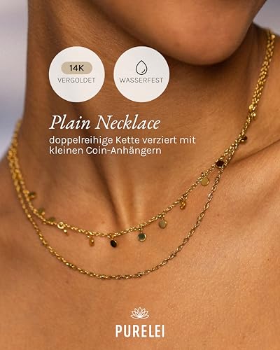 Detalle 2 de Purelei doppelreihige Halskette mit Kügelchen und Coin-Anhängern