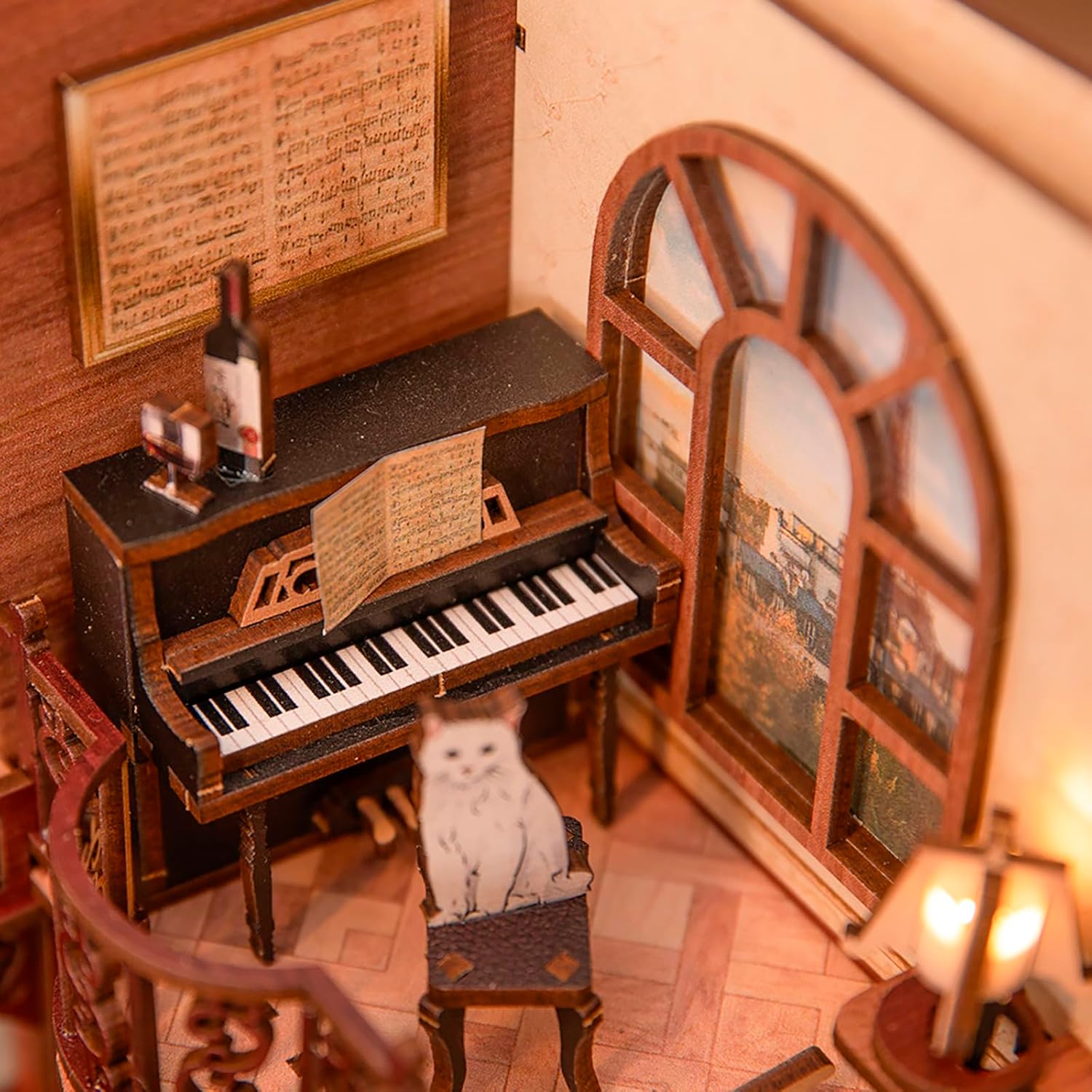 Detalle de Fsolis Book Nook Diy Miniature House Kit 3D Wooden Puzzles – The Secret Rhythm