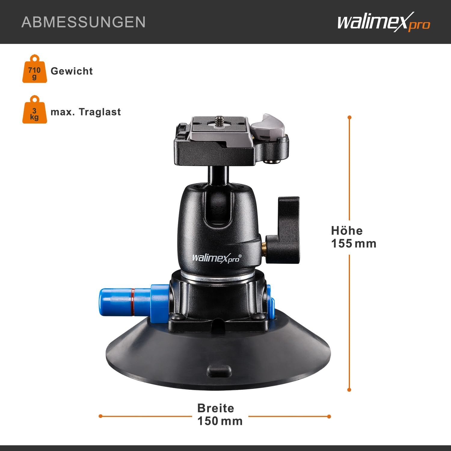 Thumbnail 6 de Walimex Pro Saugnapf-Stativ inkl. Kugelkopf für System- und DSLR-Kameras