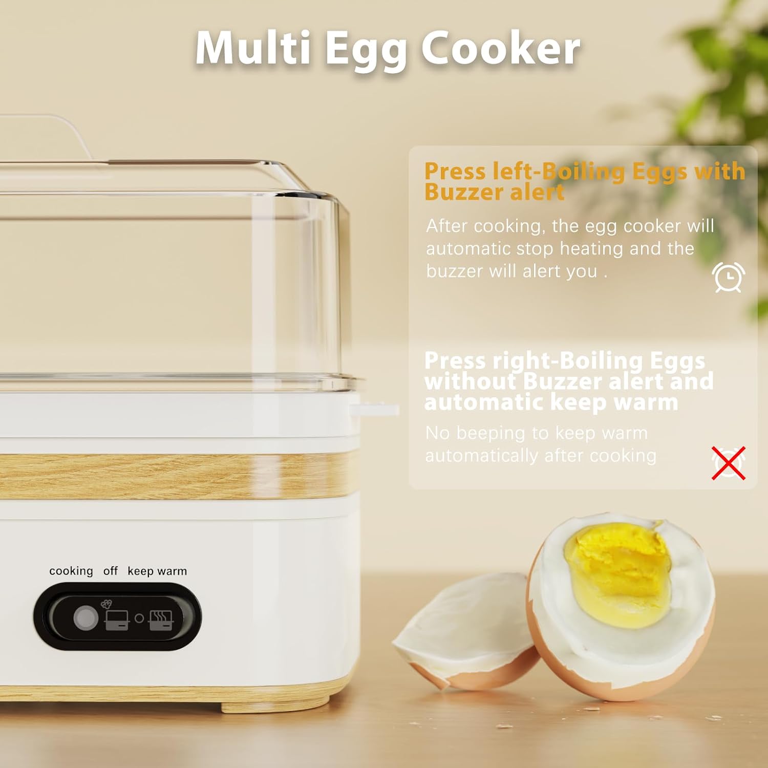 Detalle de evoloop EPS-KY-305 Rapid Egg Cooker, 6-Egg Capacity, Poaching and Omelet Trays