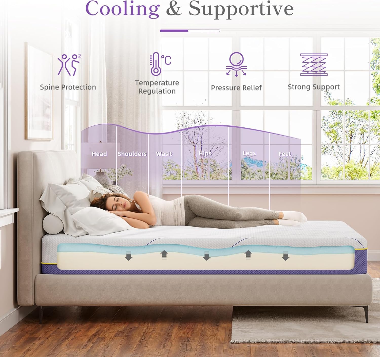 Thumbnail 6 de Vesgantti 20cm Double Memory Foam Mattress 135x190 cm
