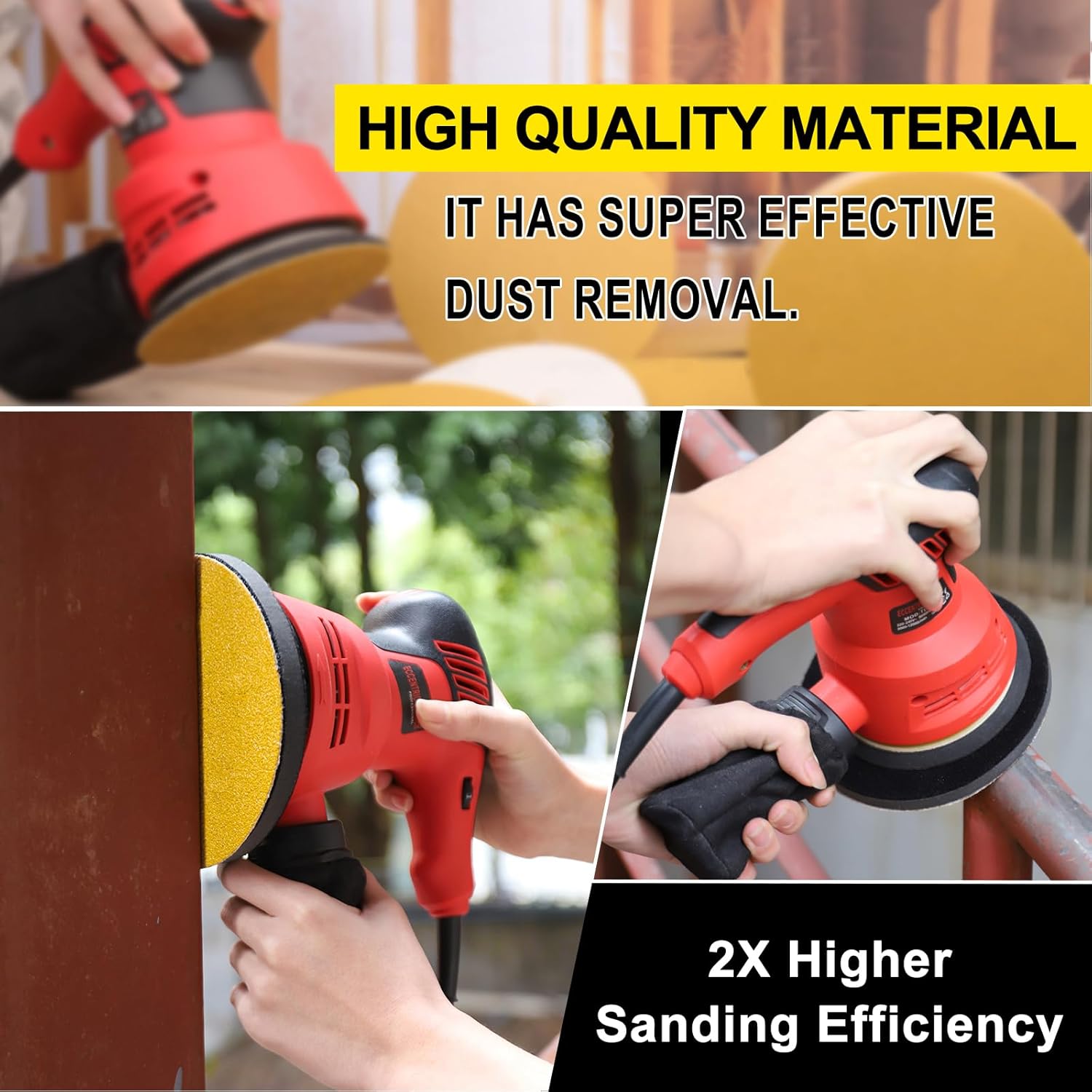 Thumbnail 2 de Sruhrak 150mm Hook-and-Loop Sanding Discs (6 inch), 100 Pack, Assorted Grits