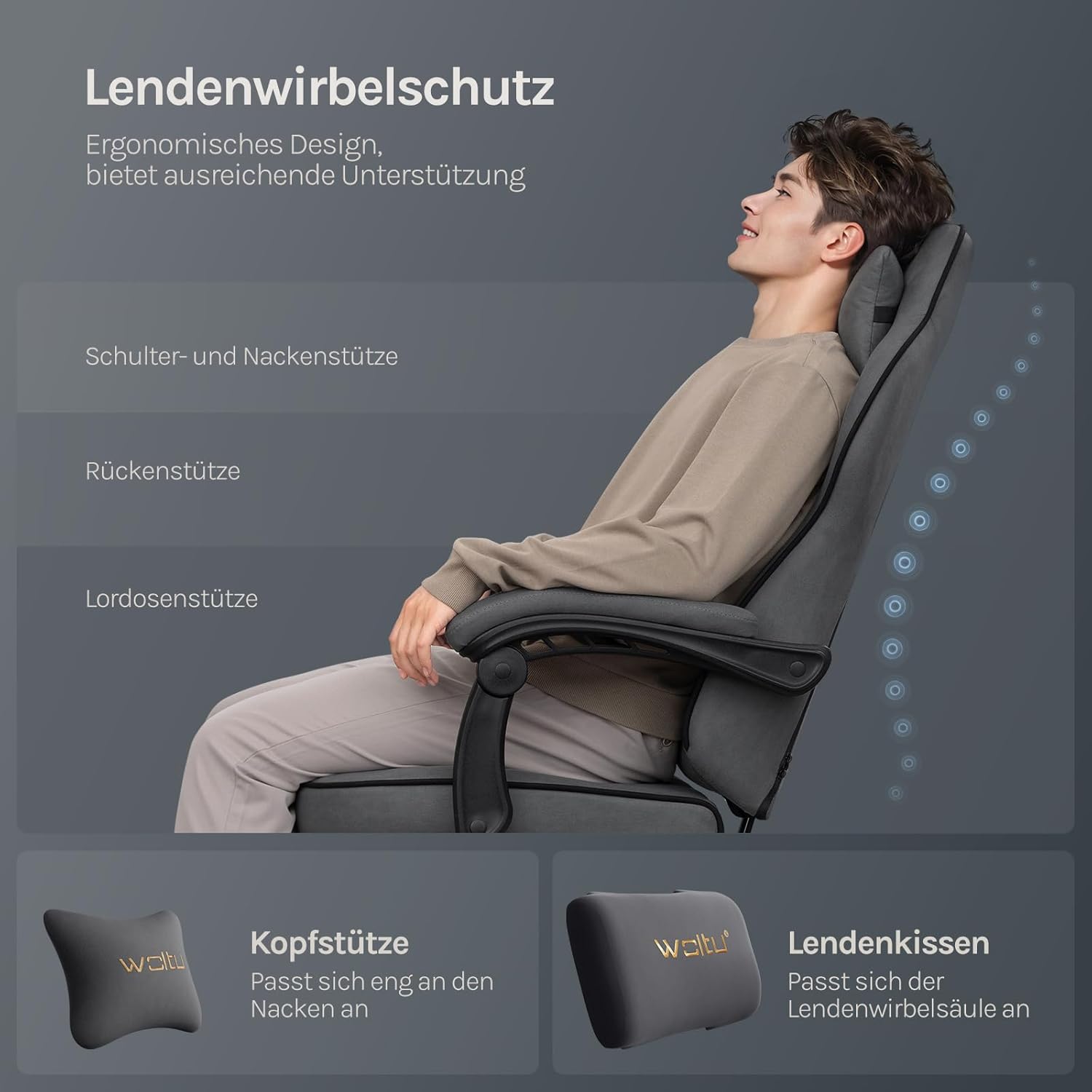 Thumbnail 5 de WOLTU Gaming Stuhl Stoff ergonomisch mit Fußstütze