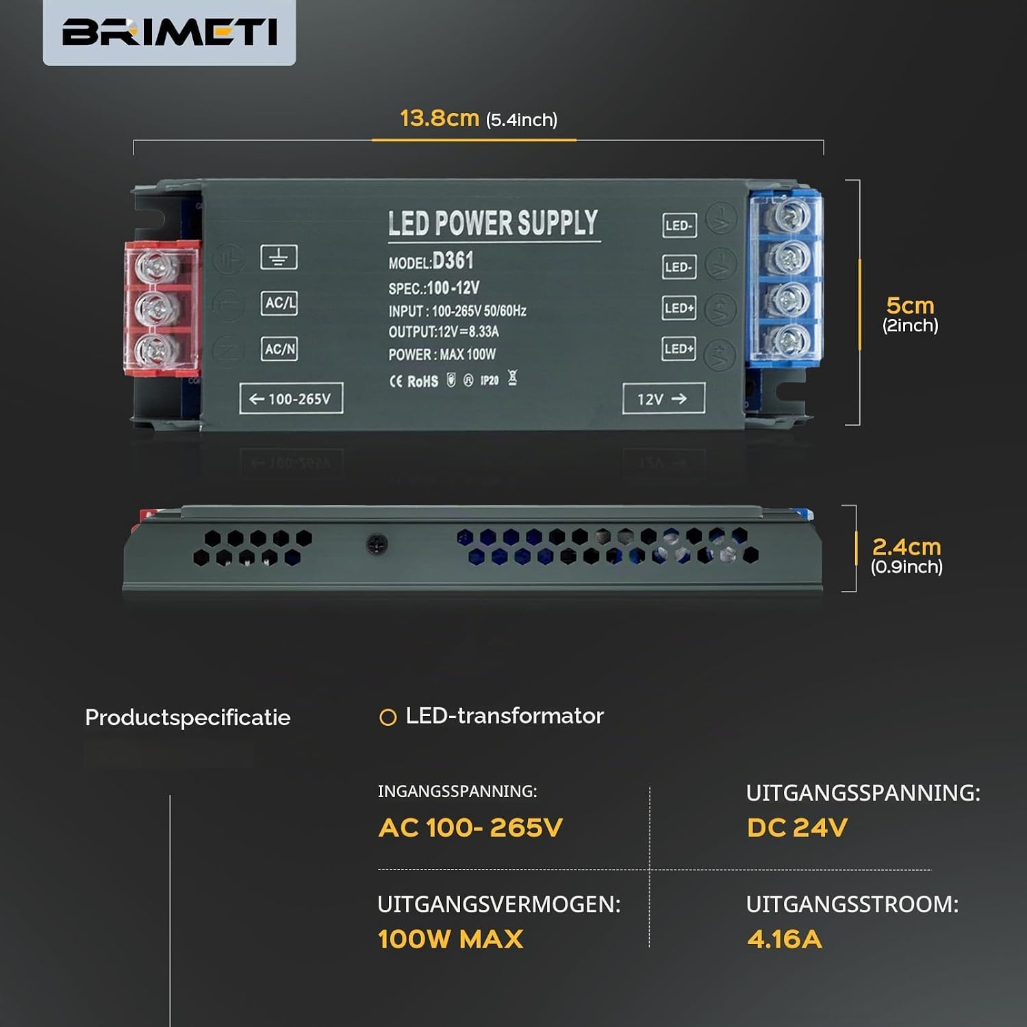 Thumbnail 1 de BRIMETI 5M COB-ledstrip 5 m, 12 V, warmwit 3000 K, zelfklevend
