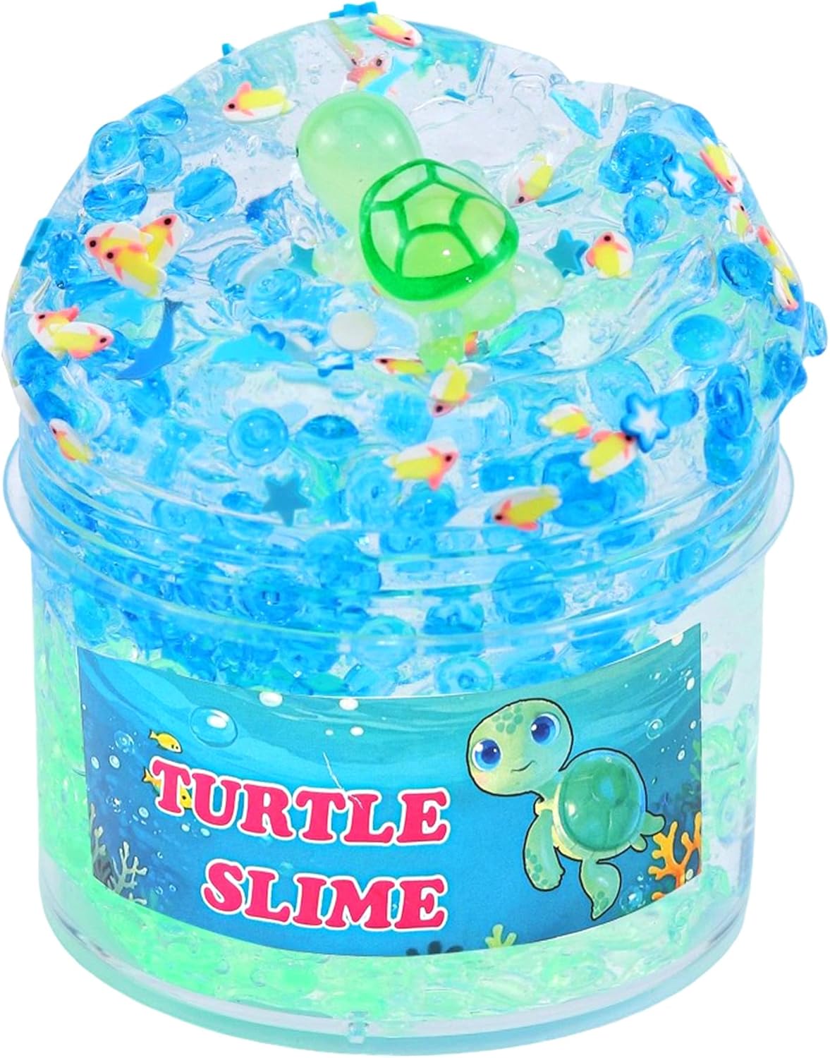Detalle de Clear Glitter Slime Kit with Little Turtle Toy — Crunchy, Non-Sticky DIY Craft for Girls 6-14