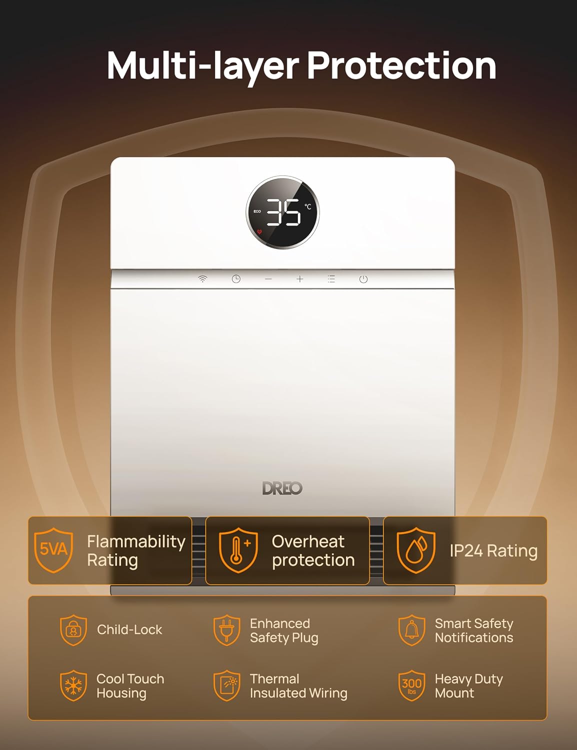 Thumbnail 4 de Dreo Smart Electric Wall Heater 30° oscillation 🛋