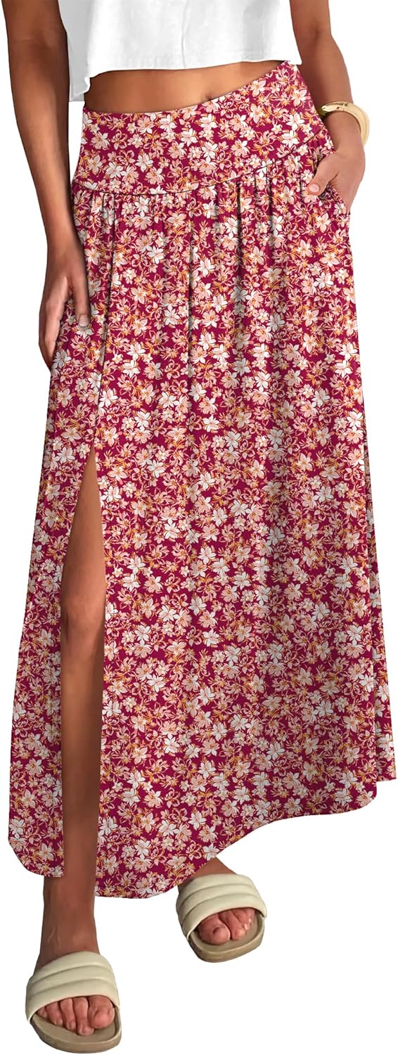 Thumbnail 6 de ANRABESS Women’s Boho Floral Maxi Skirt with Side Slit (Loose Fit)