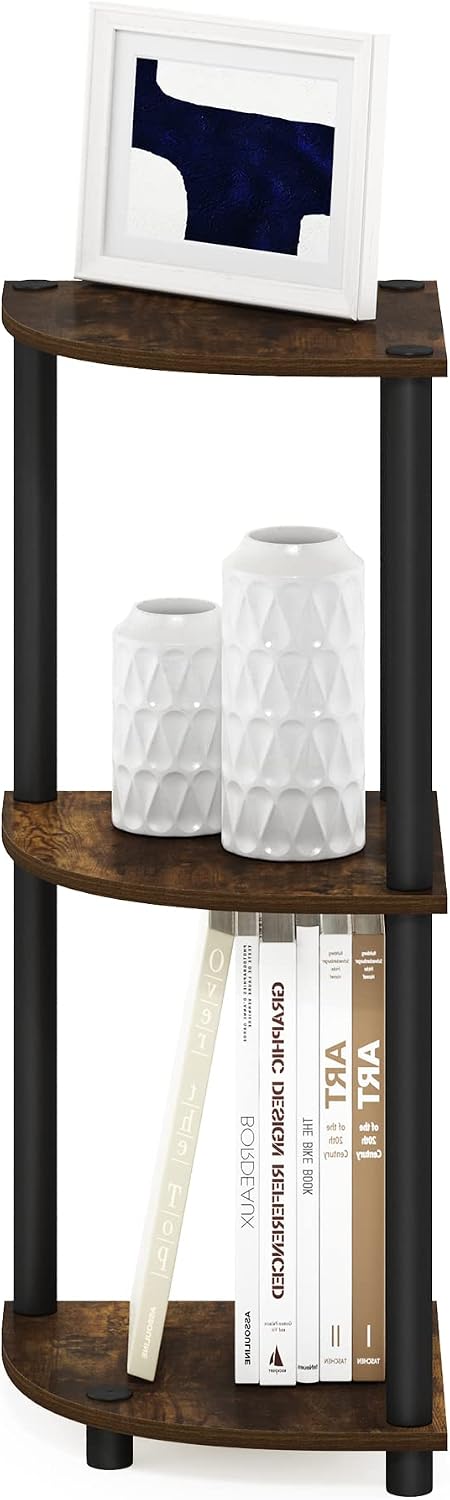 Detalle de Furinno Turn-N-Tube 12077APBK 3段コーナーラック アンバーパイン/ブラック 高さ75.2cm