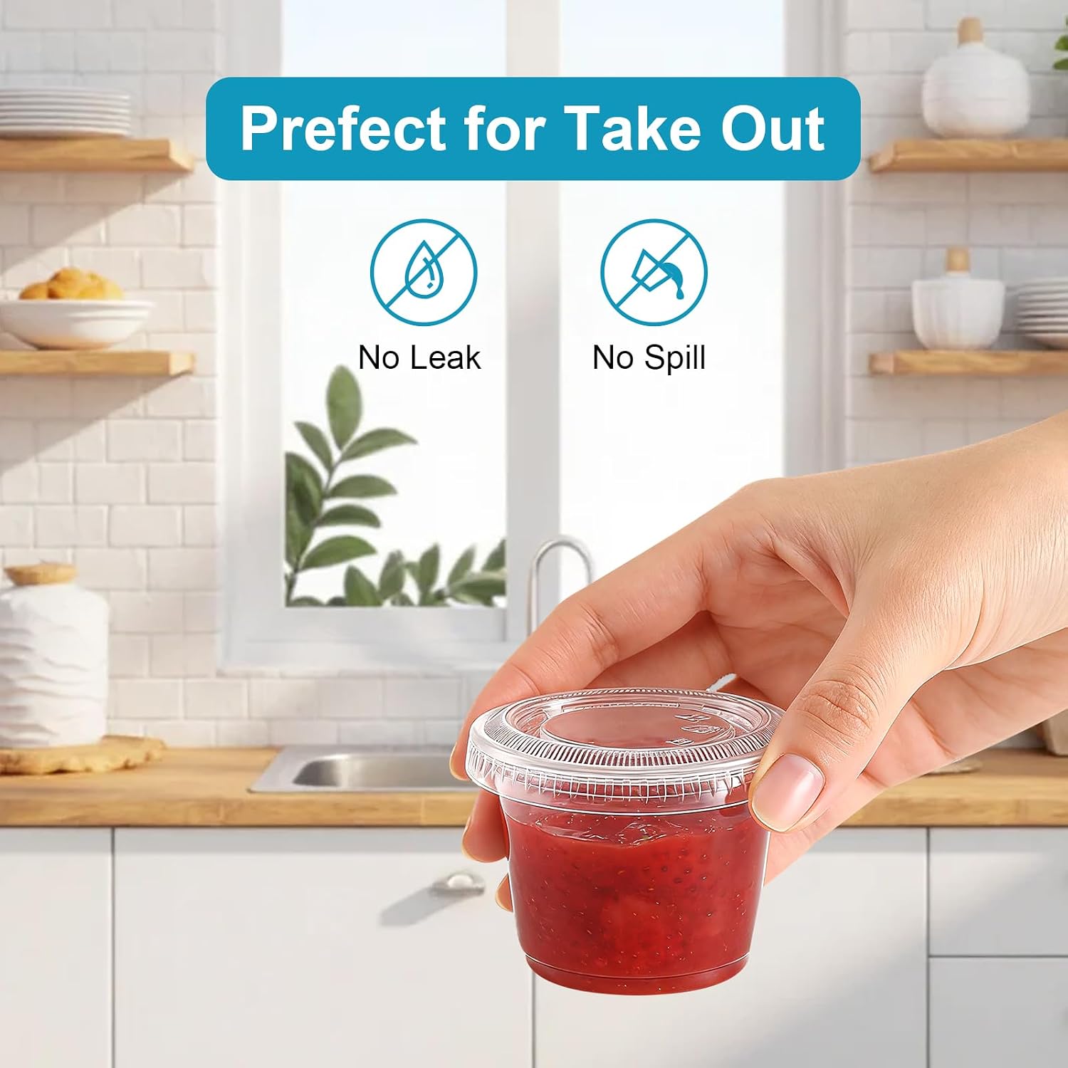 Detalle de Lamosi 500 Set 1 oz Jello Shot Cups with Lids – Bulk 1 oz Disposable Condiment Cups for Storage, Dressing, and Dipping
