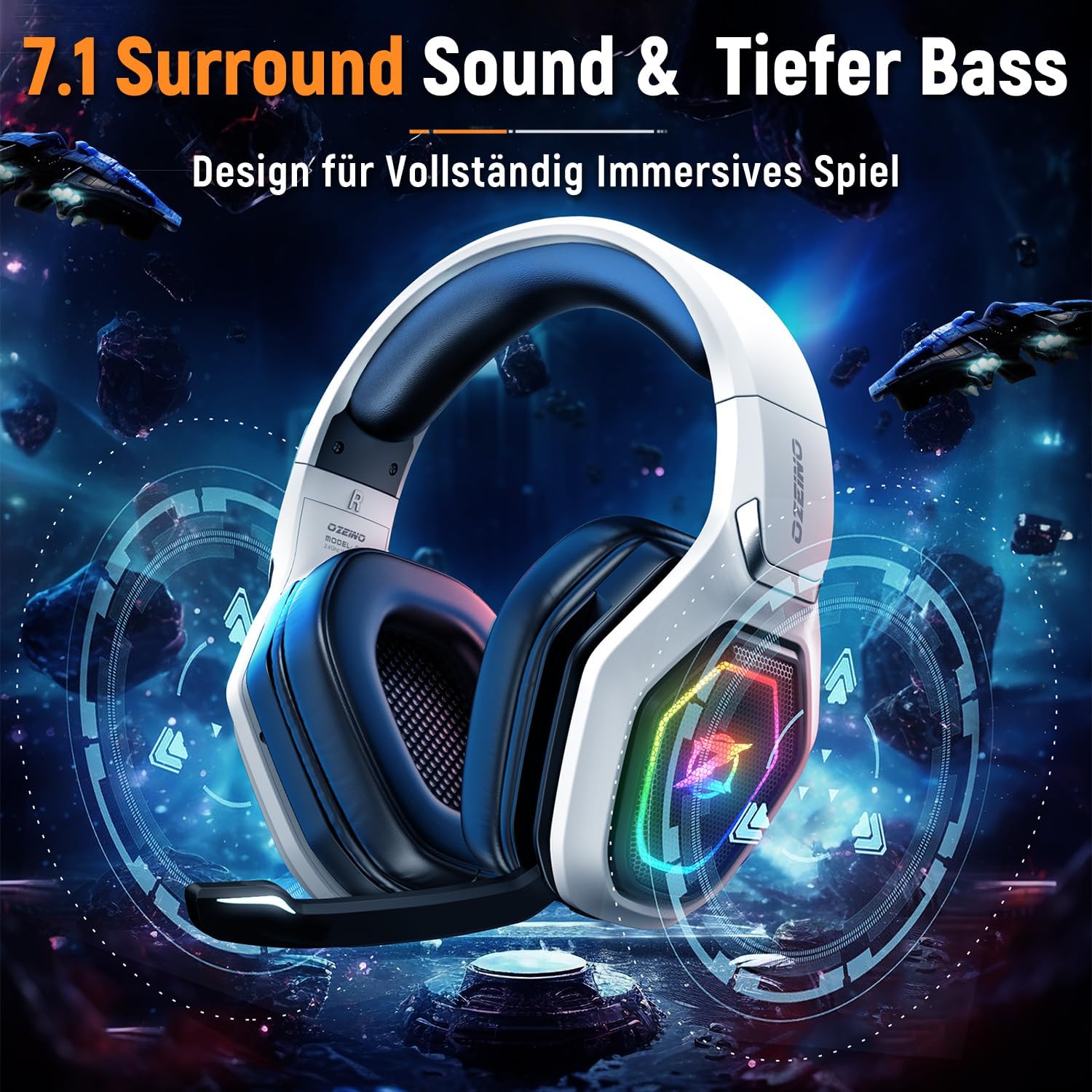 Thumbnail 2 de Ozeino 2.4GHz Wireless Gaming Headset 40‑Hr