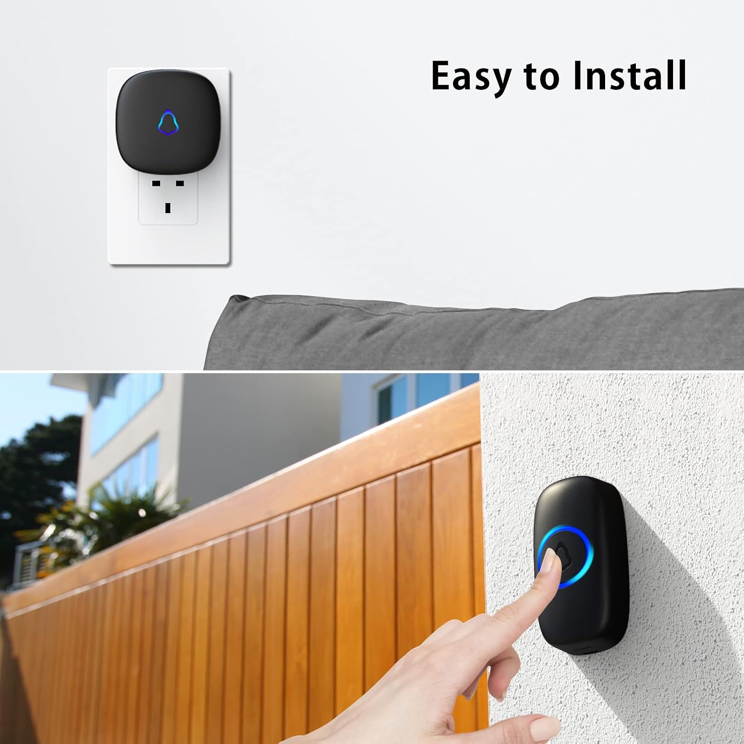 Detalle de SECRUI Wireless Doorbell: 300 m Range, 58 Chimes, Waterproof and Easy to Install