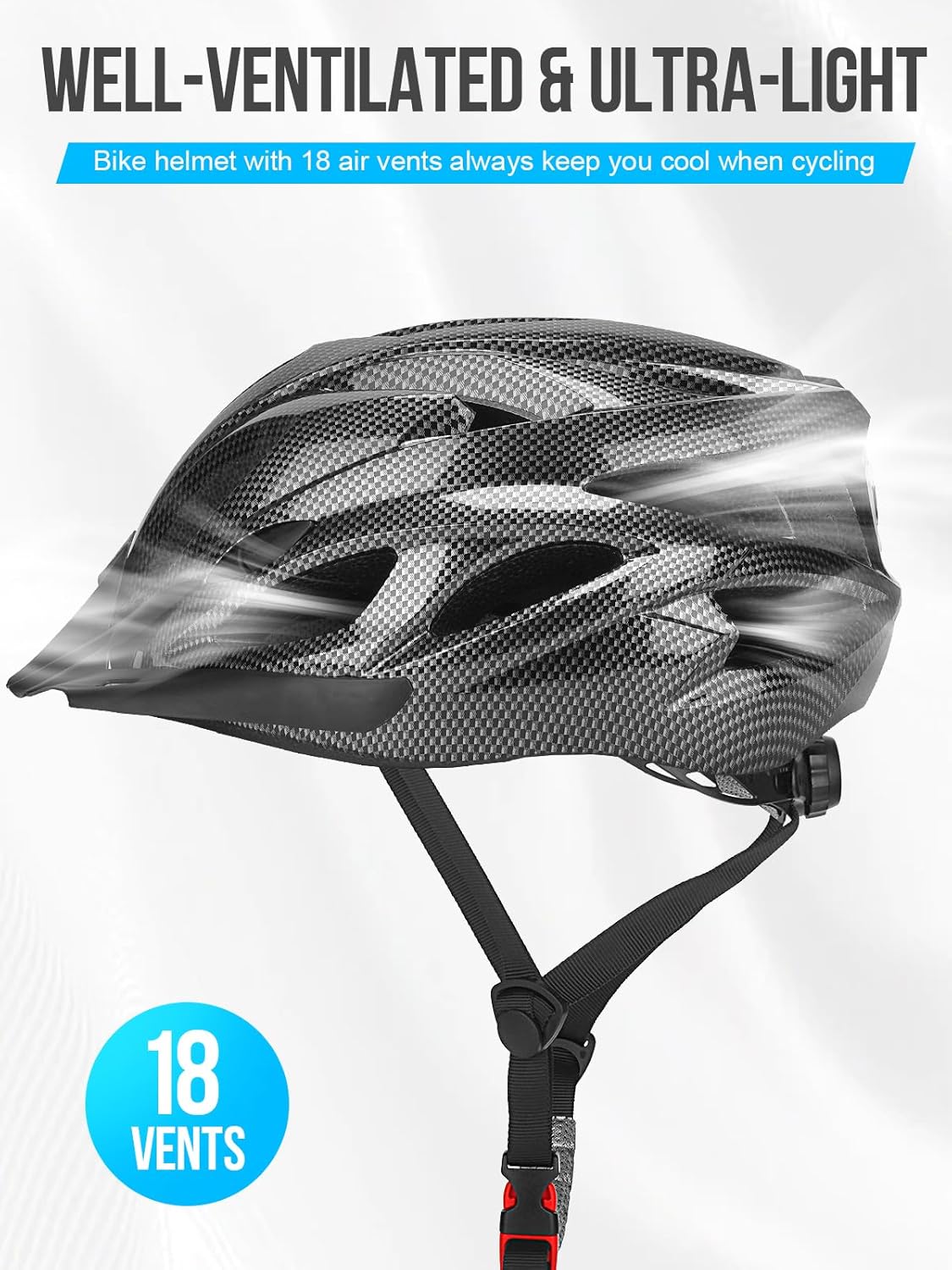 Thumbnail 3 de Moplasz Bike Helmet with Light (Men & Women) – Unisex Adjustable Cycle Helmet, 58–62cm