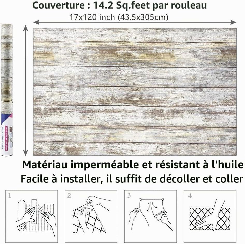 Thumbnail 6 de Arthome WALL DECOR SWP200-8 zelfklevende vinylfolie in bruin hout, 43,5 x 305 cm