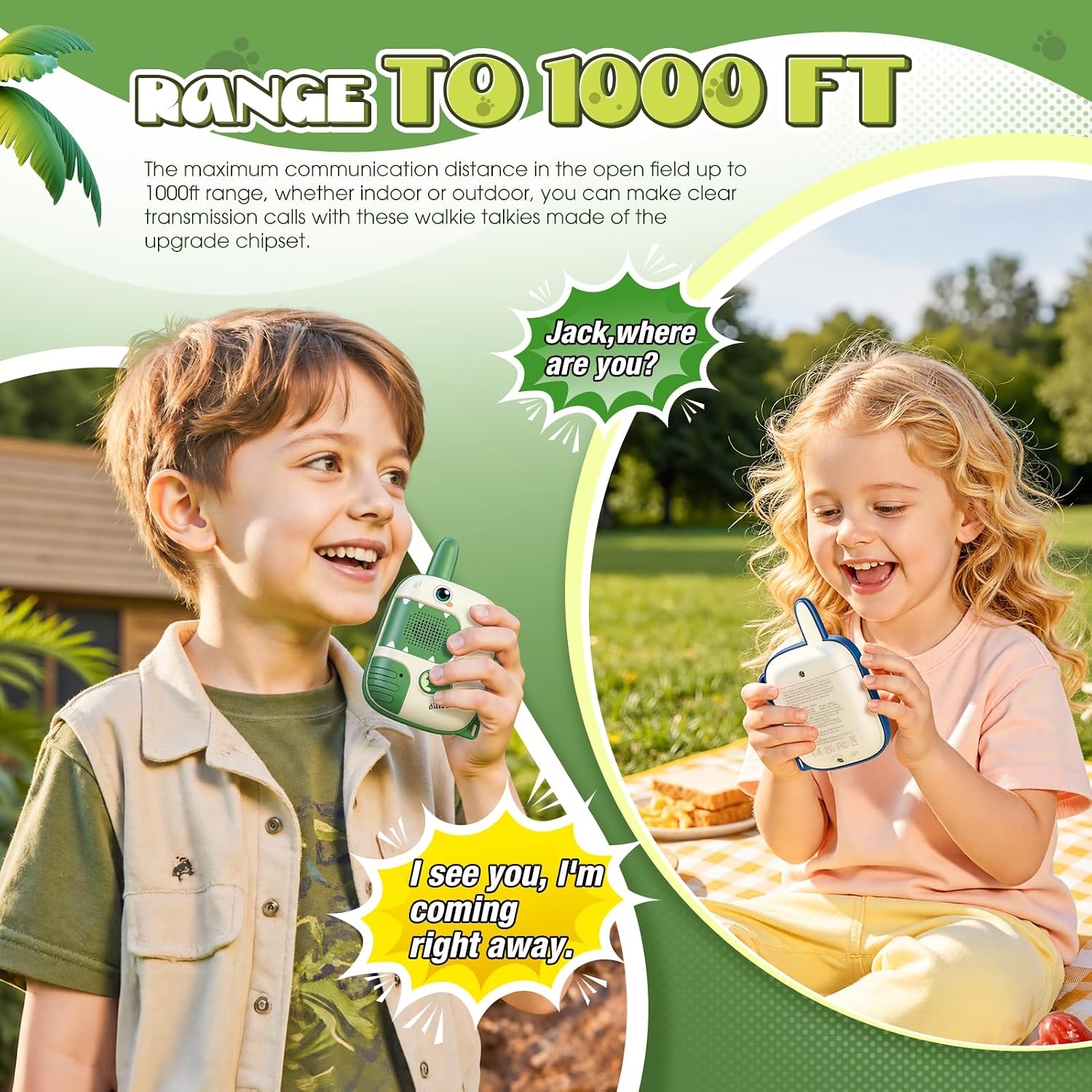 Detalle 2 de Wootoy Walkie Talkies: Dinosaur Toy Two-Way Radios for 3–10 Year Olds