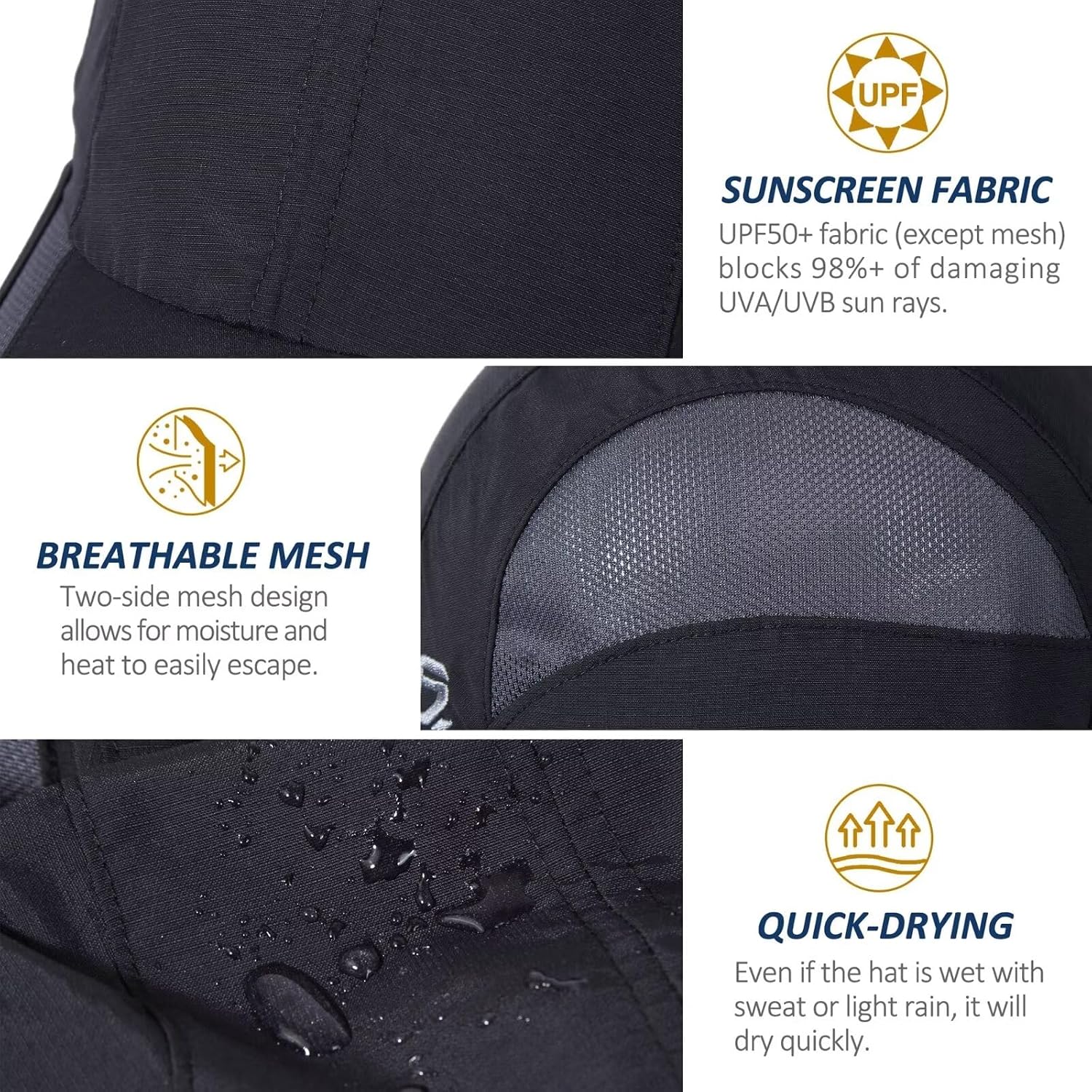 Detalle 2 de GADIEMKENSD Quick Dry Sports Hat UPF50+ Soft Outdoor Run Cap (56–60cm)