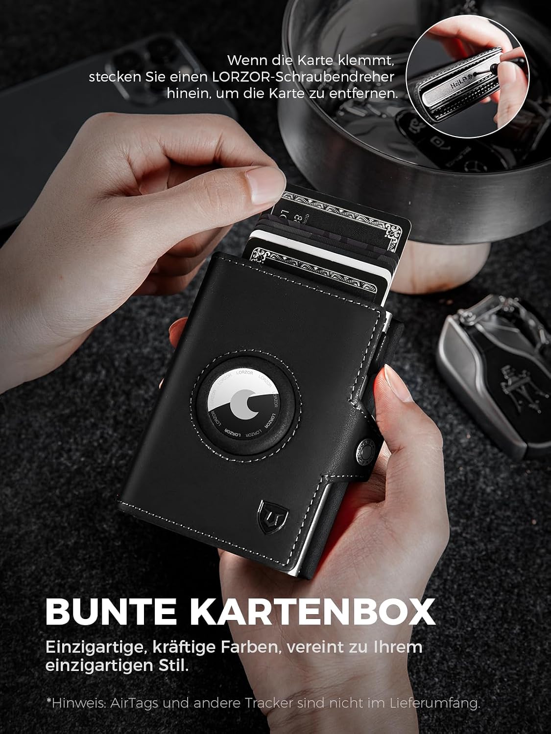 Detalle 2 de LORZOR Slim Wallet für AirTag 9,8×7 cm
