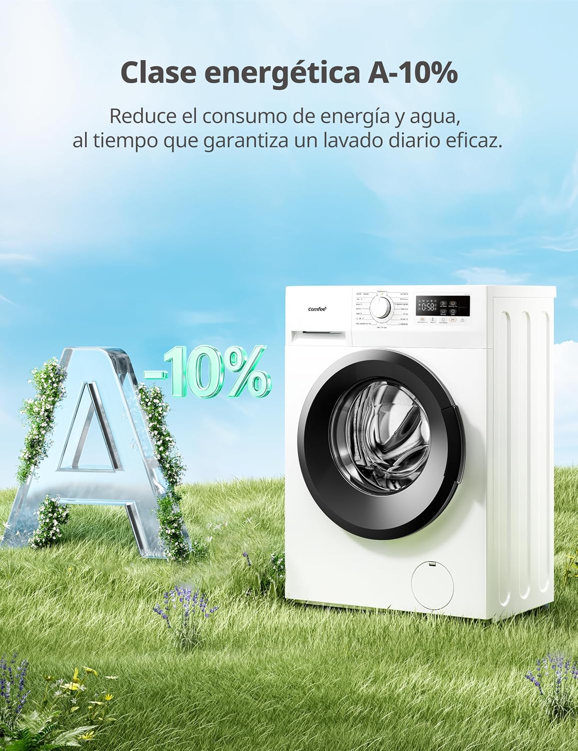 Detalle 2 de Comfee Lavadora 7 kg CFP01EW70W Ultra Slim 40 cm - A-10%