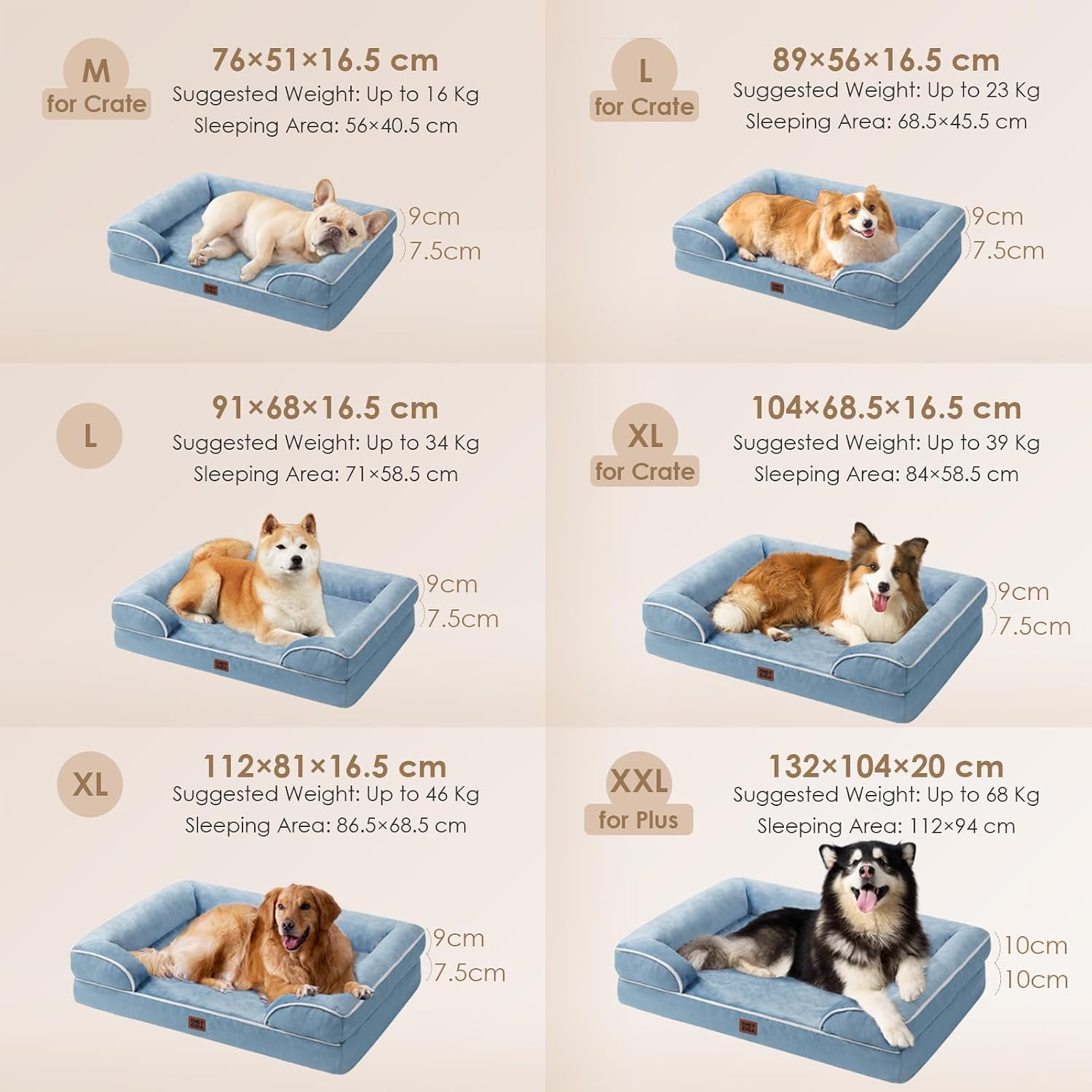 Detalle de EHEYCIGA Orthopädisches Hundebett für Kleine Hunde 76x51 cm – Memory Foam, wasserdicht unterhalb, rutschfest, hellblau