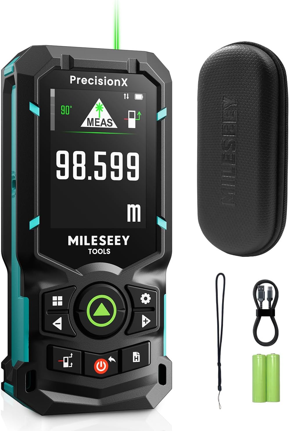 Detalle de MiLESEEY S50 laserafstandsmeter met groene laser, P2P en bereik tot 120 m