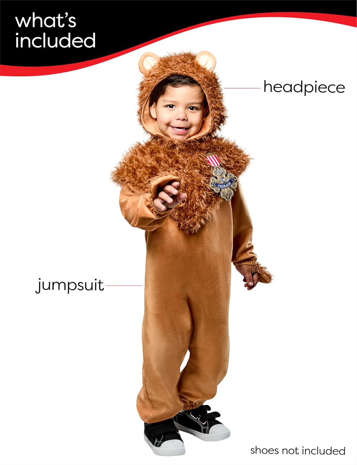 Detalle 2 de Rubies Wizard of Oz Cowardly Lion Toddler Costume with Plush Jumpsuit