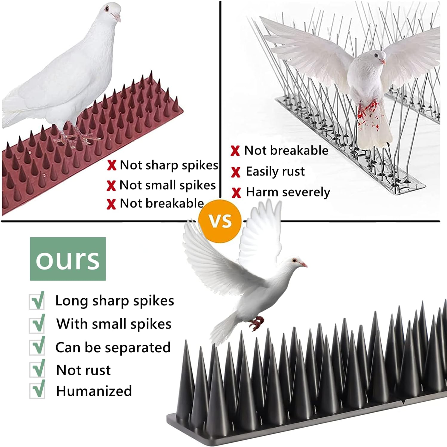 Detalle 2 de Apluskis Upgraded Bird Spikes 6m pack 🐦