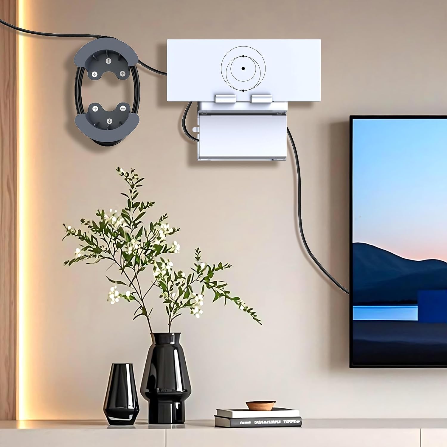 Detalle de UBeesize Starlink Mount, Standard Router 3 Wall Mount with Cable Caddy