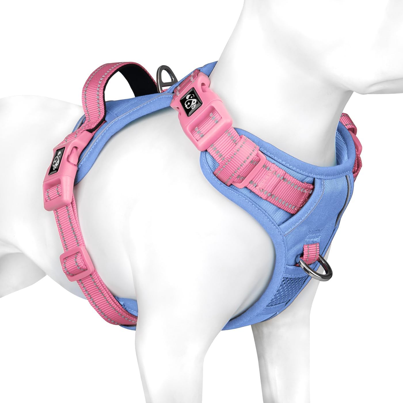 Detalle de PHOEPET No Pull Escape Proof Dog Harness with Front & Back Leashes and Quick-Release Buckles