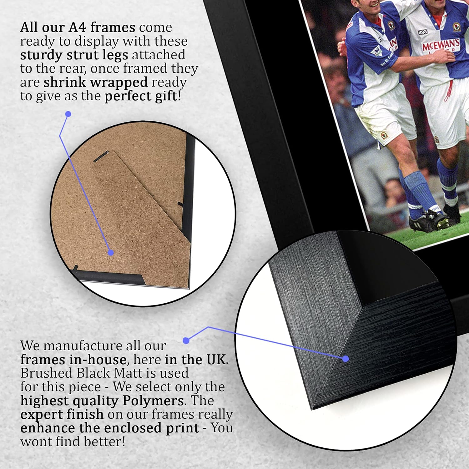 Thumbnail 6 de HWC Trading A4 FR Alan Shearer & Chris Sutton framed signed-style photo (Black frame) for Blackburn Rovers fans