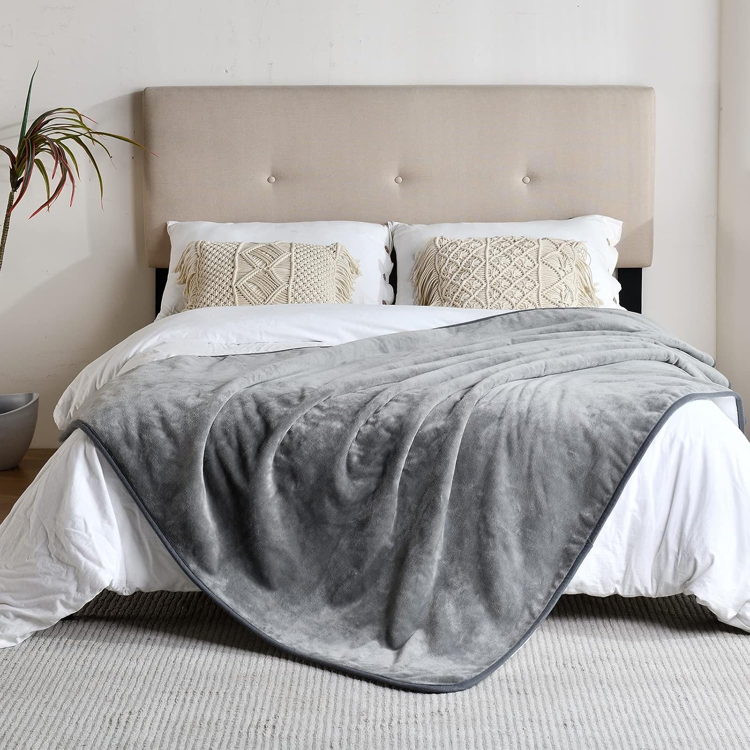 Detalle de Yaning waterproof blanket (Grey, 152x203cm) for bed, sofa and pet messes