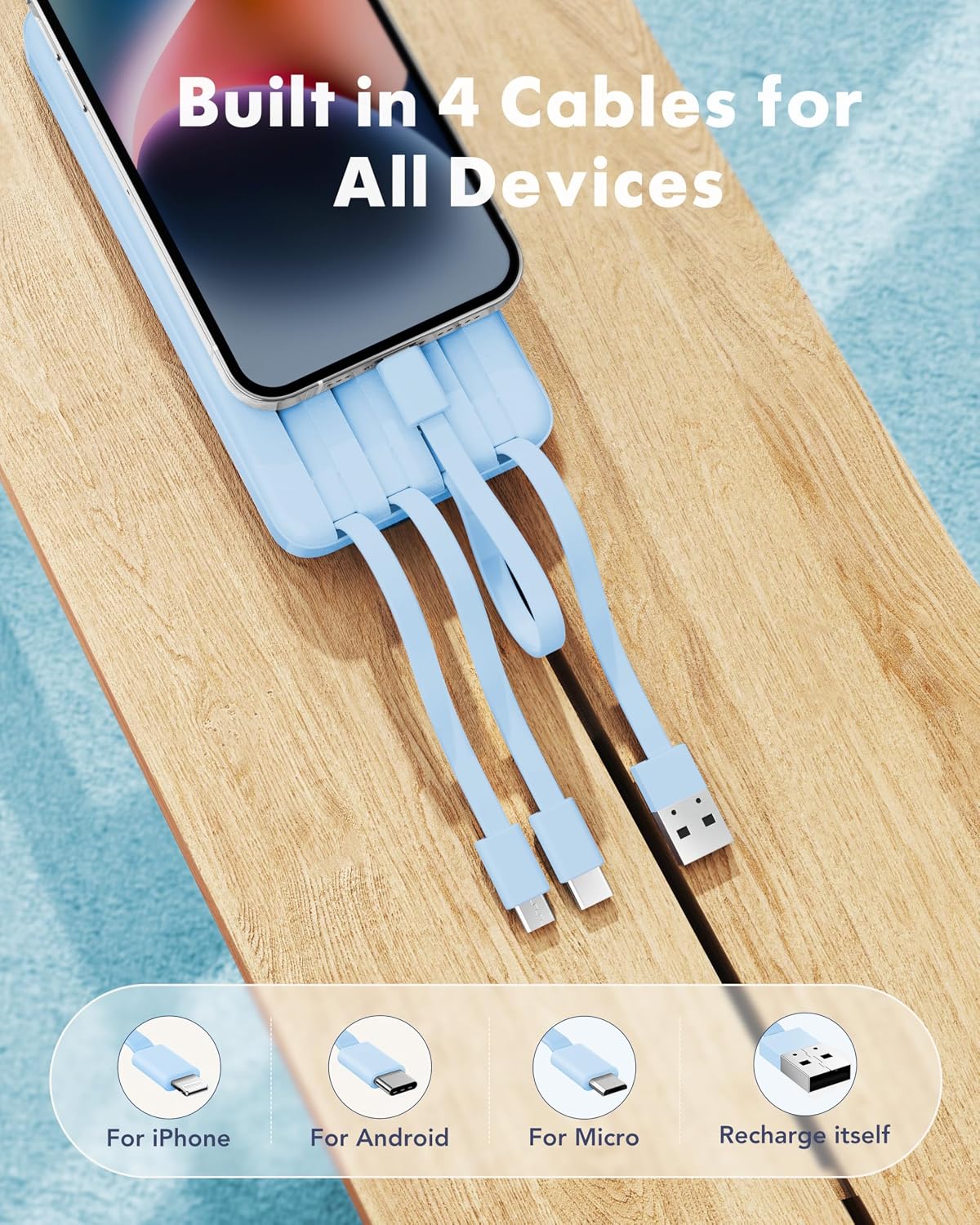 Thumbnail 1 de Charmast Power Bank with Built in Cables X 4