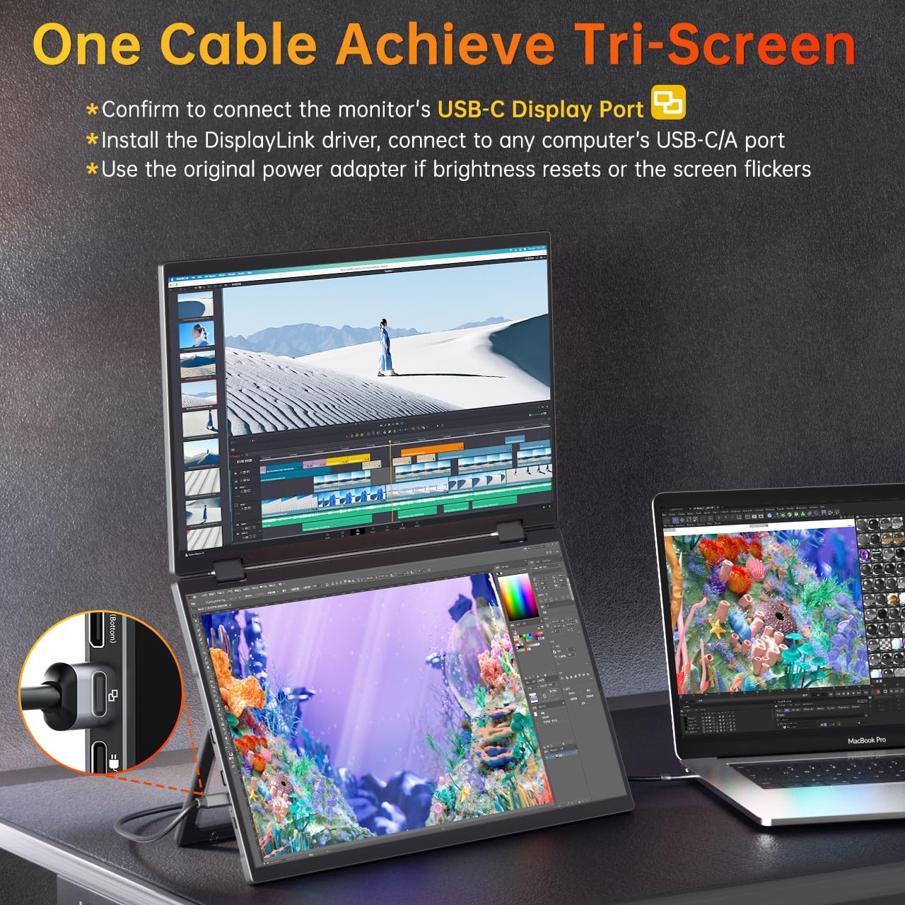 Detalle de VisionOwl Portable Monitor Dual 15.6 Inch 1080P