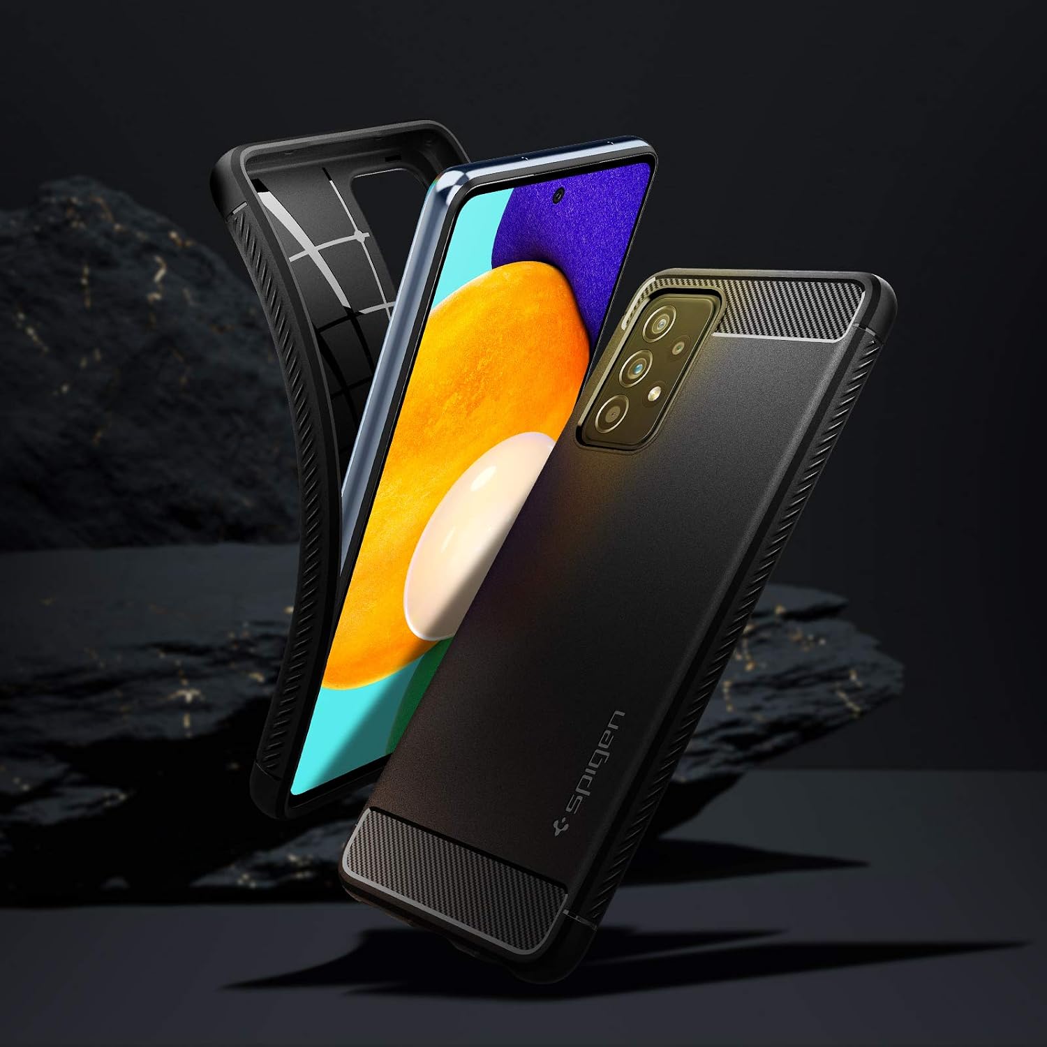 Detalle 2 de Spigen Rugged Armor per Samsung Galaxy A52 5G/A52 4G/A52s 5G - Cover in TPU nero
