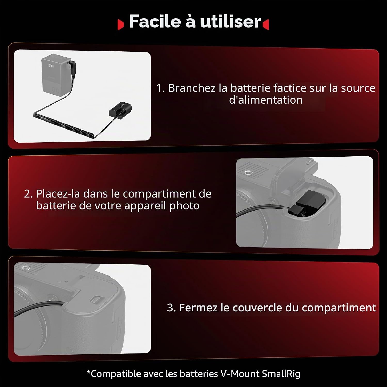 Thumbnail 4 de SMALLRIG Batterie factice LP-E6P 200 cm