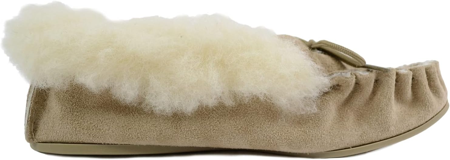 Detalle de Absolute Footwear Womens Slip On Sheepskin Moccasins with Wool Cuff and Rubber Sole (Made in the UK)