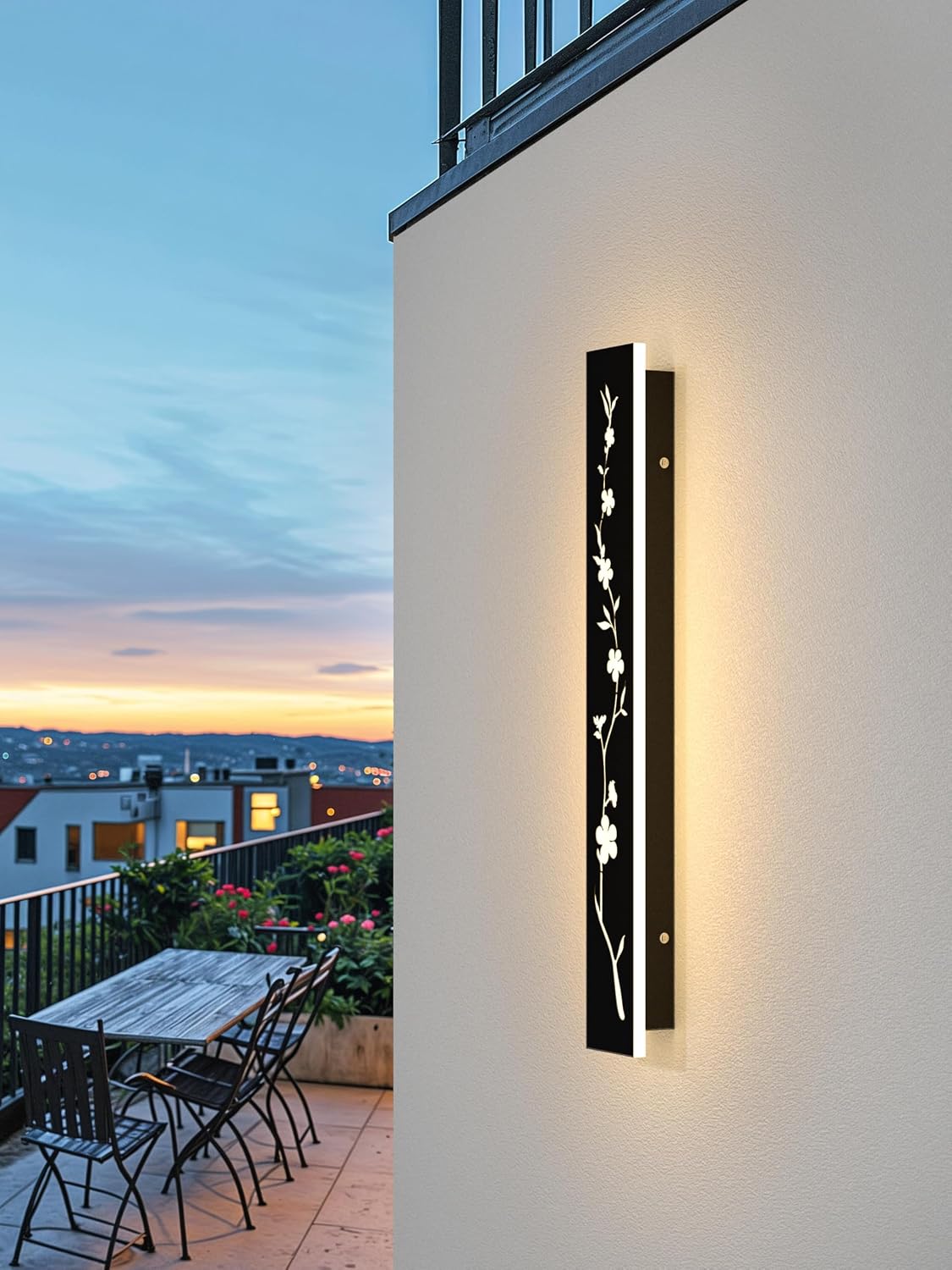 Detalle de Led Long Wall Light Black 60m Outdoor Wall Light 20W IP67 Peach Blossom Design