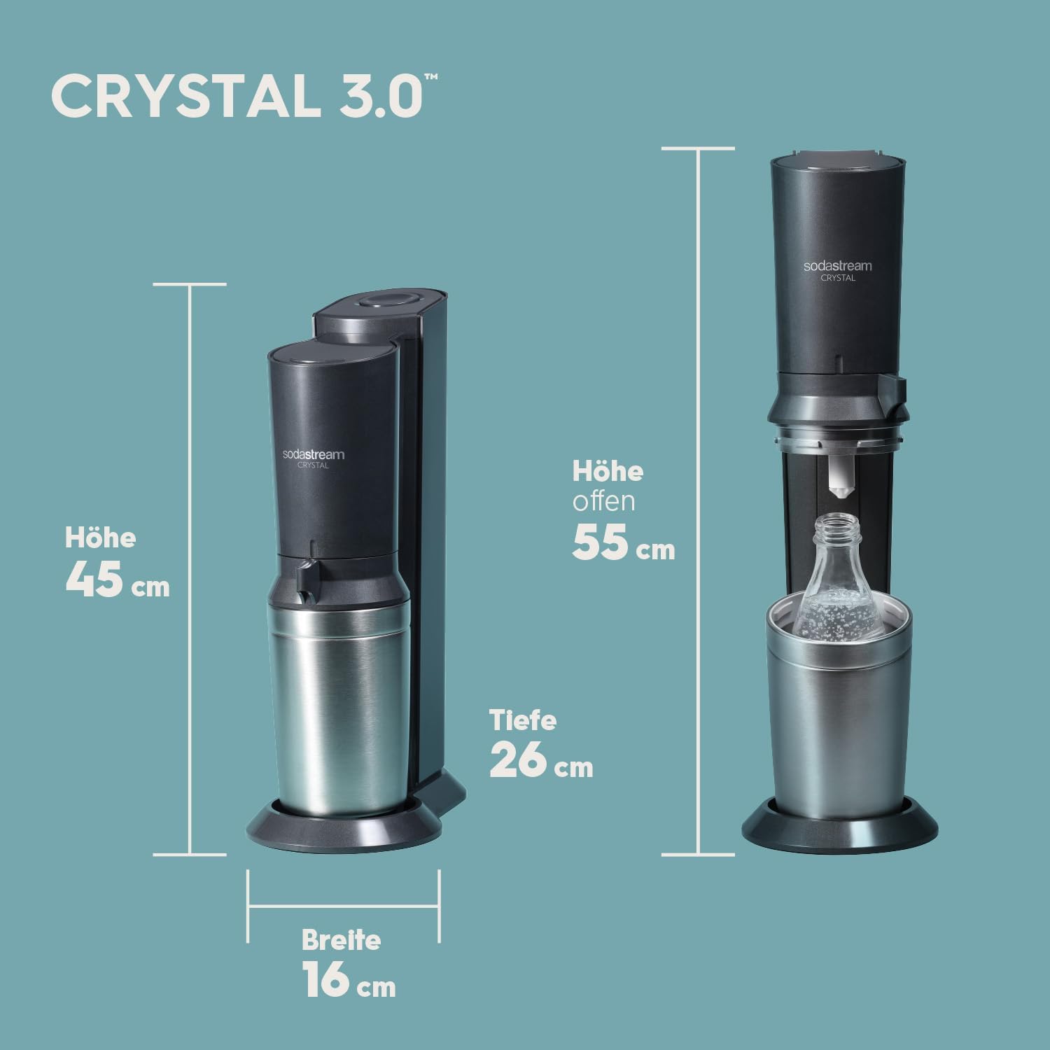 Thumbnail 6 de Sodastream Crystal – Machine à eau pétillante avec 2 carafes en verre 0,7 L et CO₂ Quick Connect (noire)