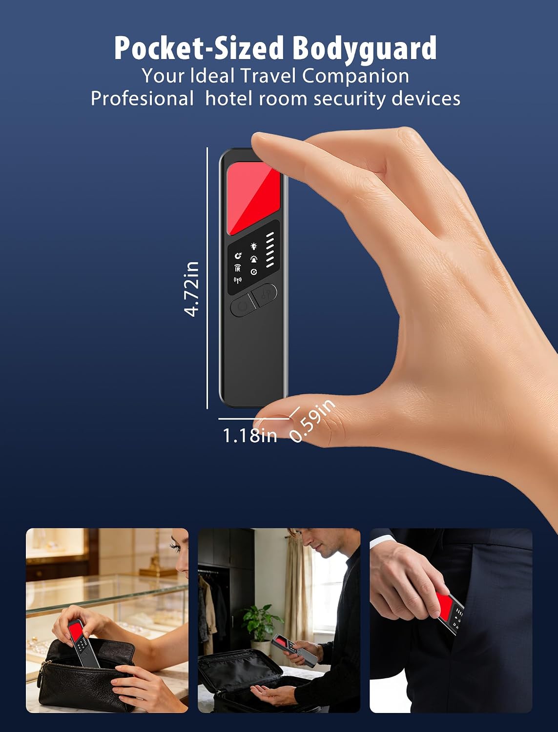 Detalle 2 de CountureMode 7-in-1 Hidden Camera Detector with RF and GPS Detection, Black